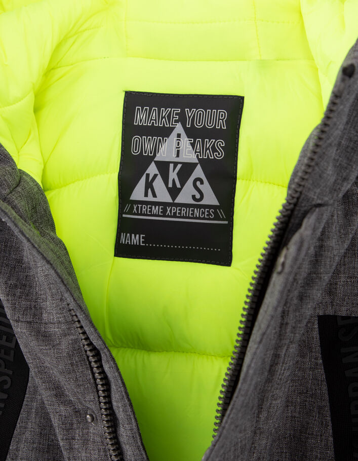 Parka grise doublure vert fluo garçon