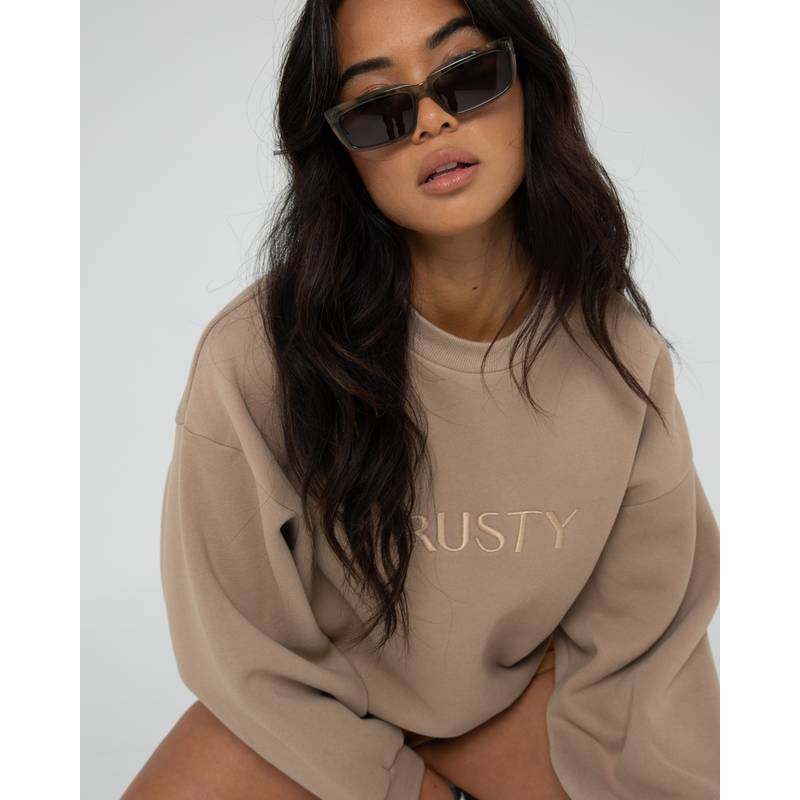RUSTY SIGNATURE OVERSIZE CREW FLEECE Rundhalspullover Damen