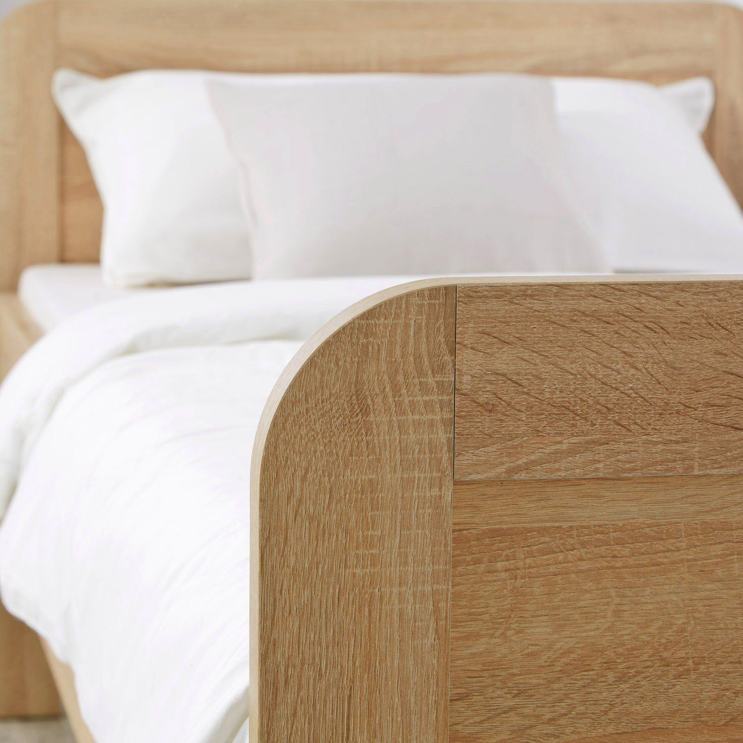Homestyle4u Holzbett Komfortbett 90x200 cm Natur Weiß Bett