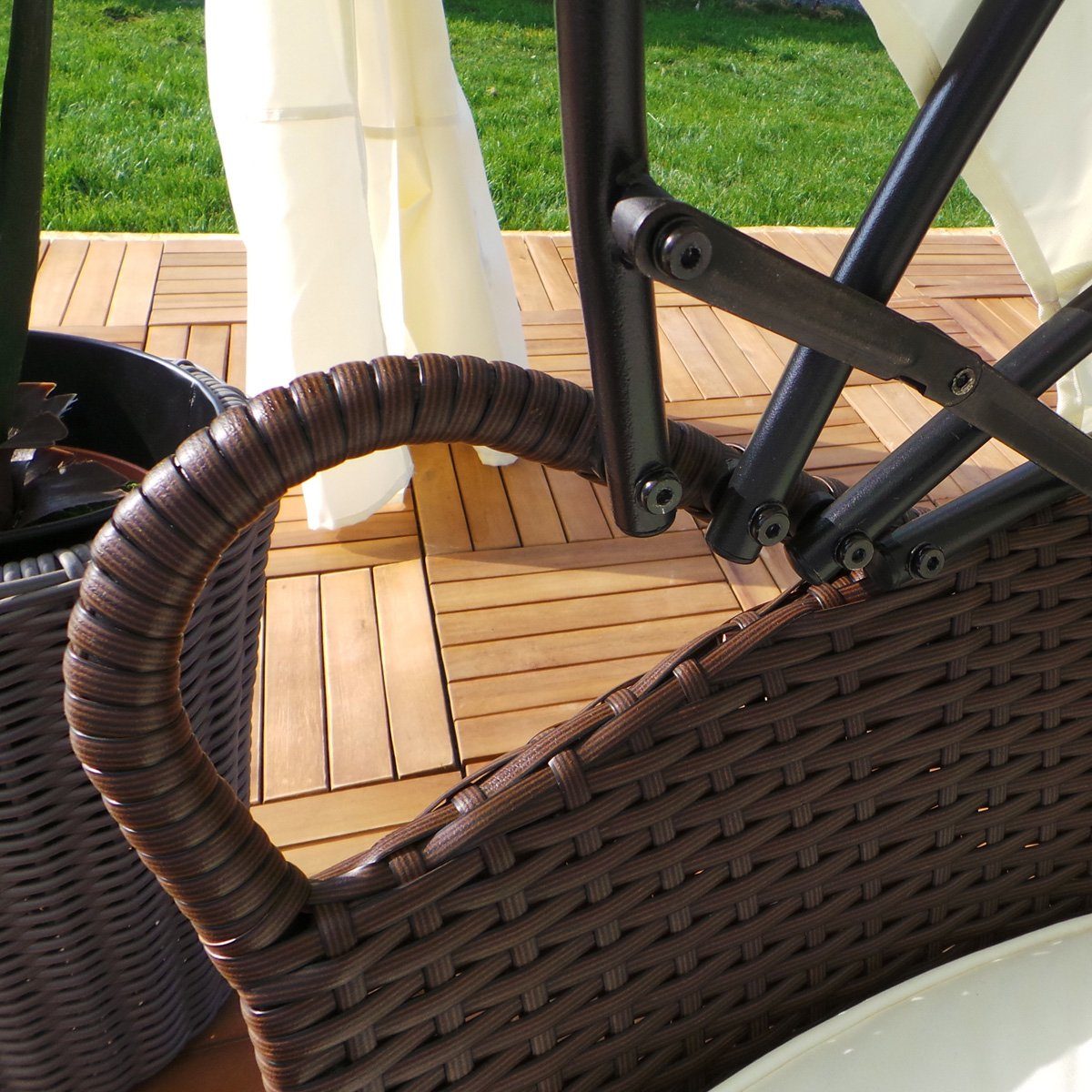Swing&Harmonie Gartenlounge-Set LED - Sonneninsel Rattan Lounge Polyrattan Sitzgruppe Liege Insel inkl. Abdeckcover