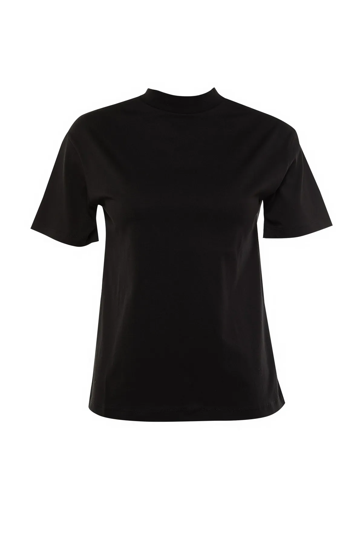 Trendyol Collection  Schwarzes Basic-Strick-T-Shirt aus 100 % Baumwolle mit Stehkragen TWOAW20TS0096