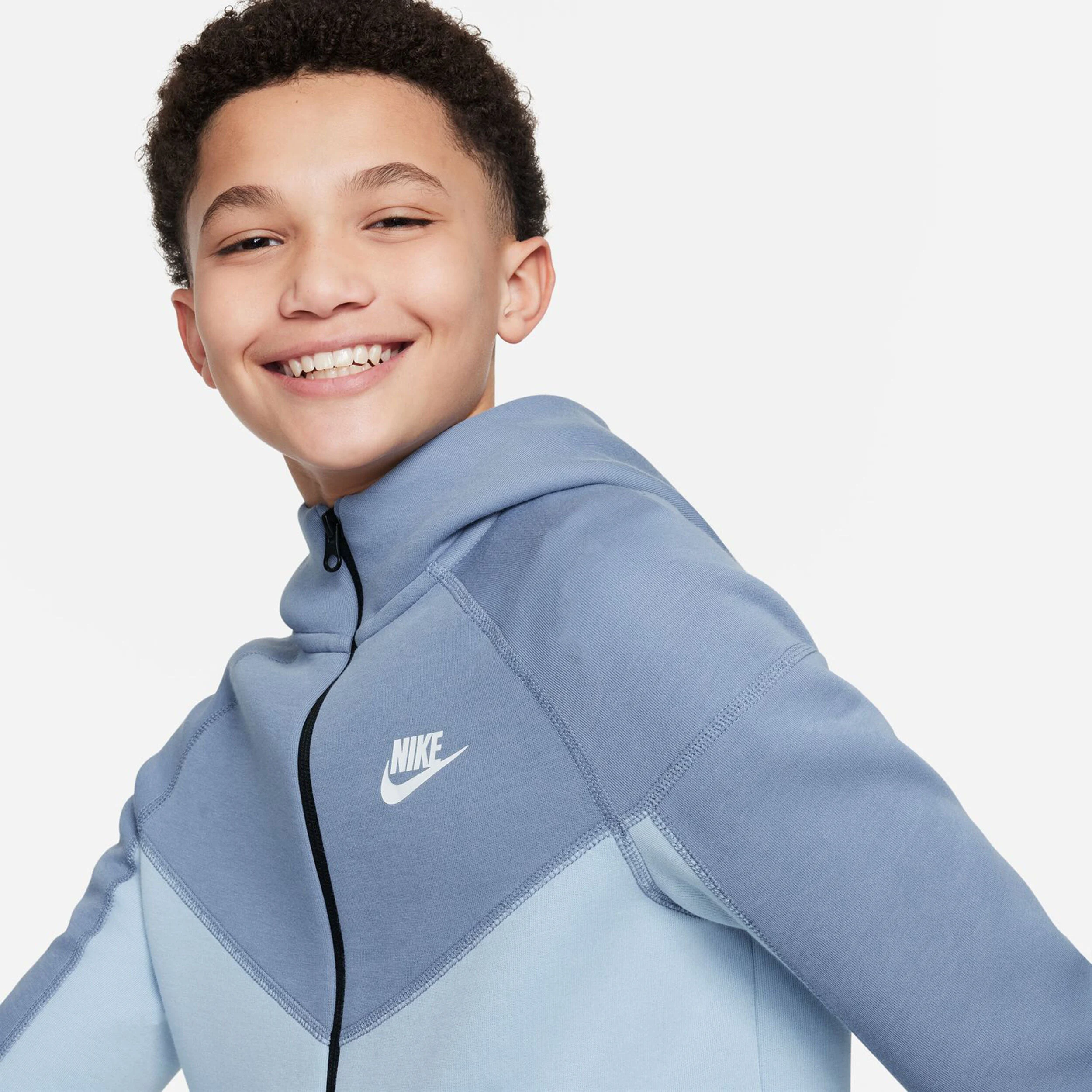 Tech Fleece Full-Zip Sweatjacke Jungen - Hellblau, Grau