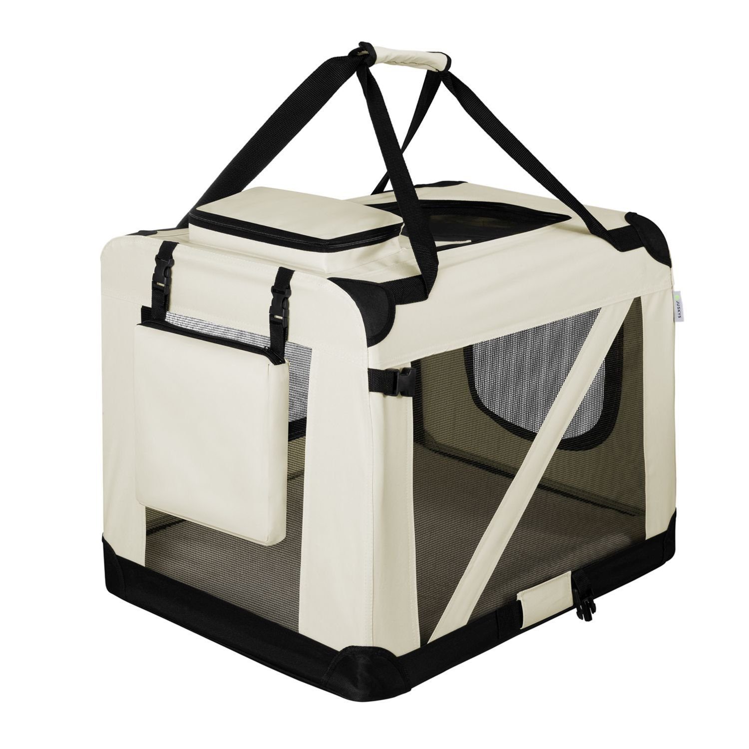 Juskys Tiertransporttasche Lassie, mit Decke, Tasche, Griffen und Fressnapf