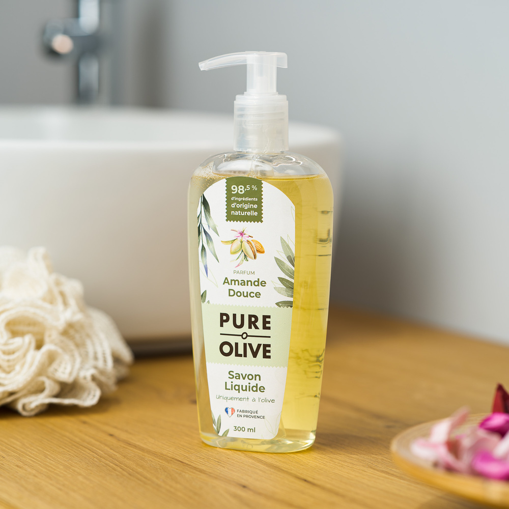 pure olive Savon liquide 100% olive parfum amande d ouce Savon liquide