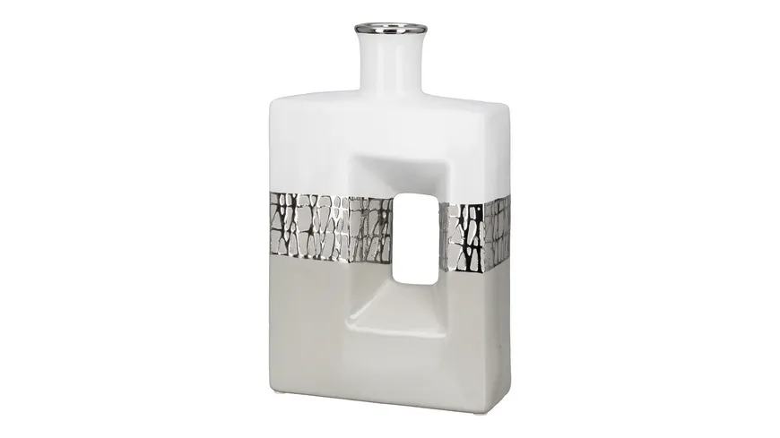 GILDE Lochvase Cabrera H=27,5cm taupe, silber, weiß