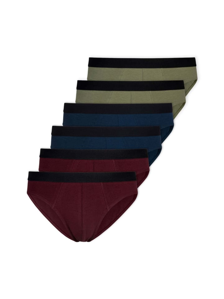 SNOCKS Herrenslips aus Bio-Baumwolle 6 Stück in Mix (Rot/Olive/Blau) günstig kaufen