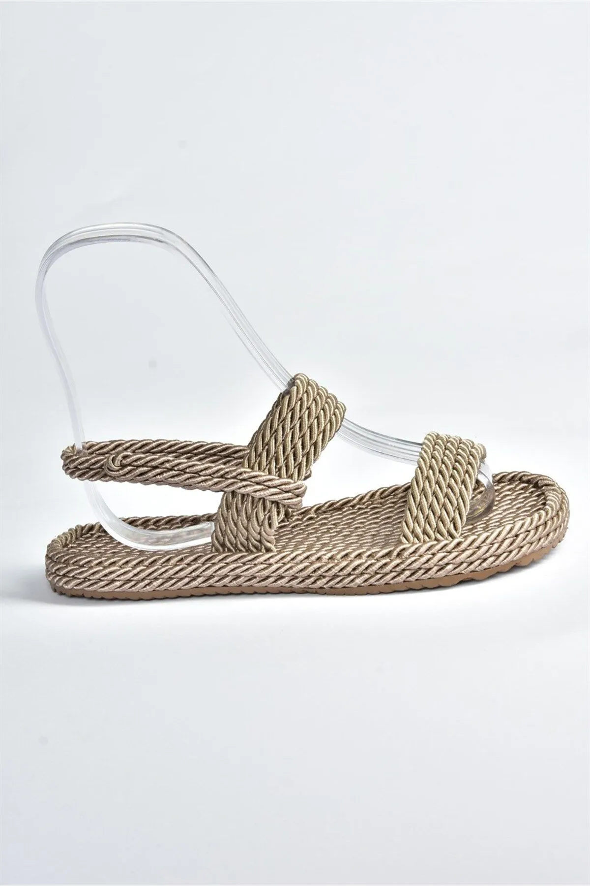 Fox Shoes  Damen-Sandalen aus Nerzseil mit Schnürung aus Stroh K596012104