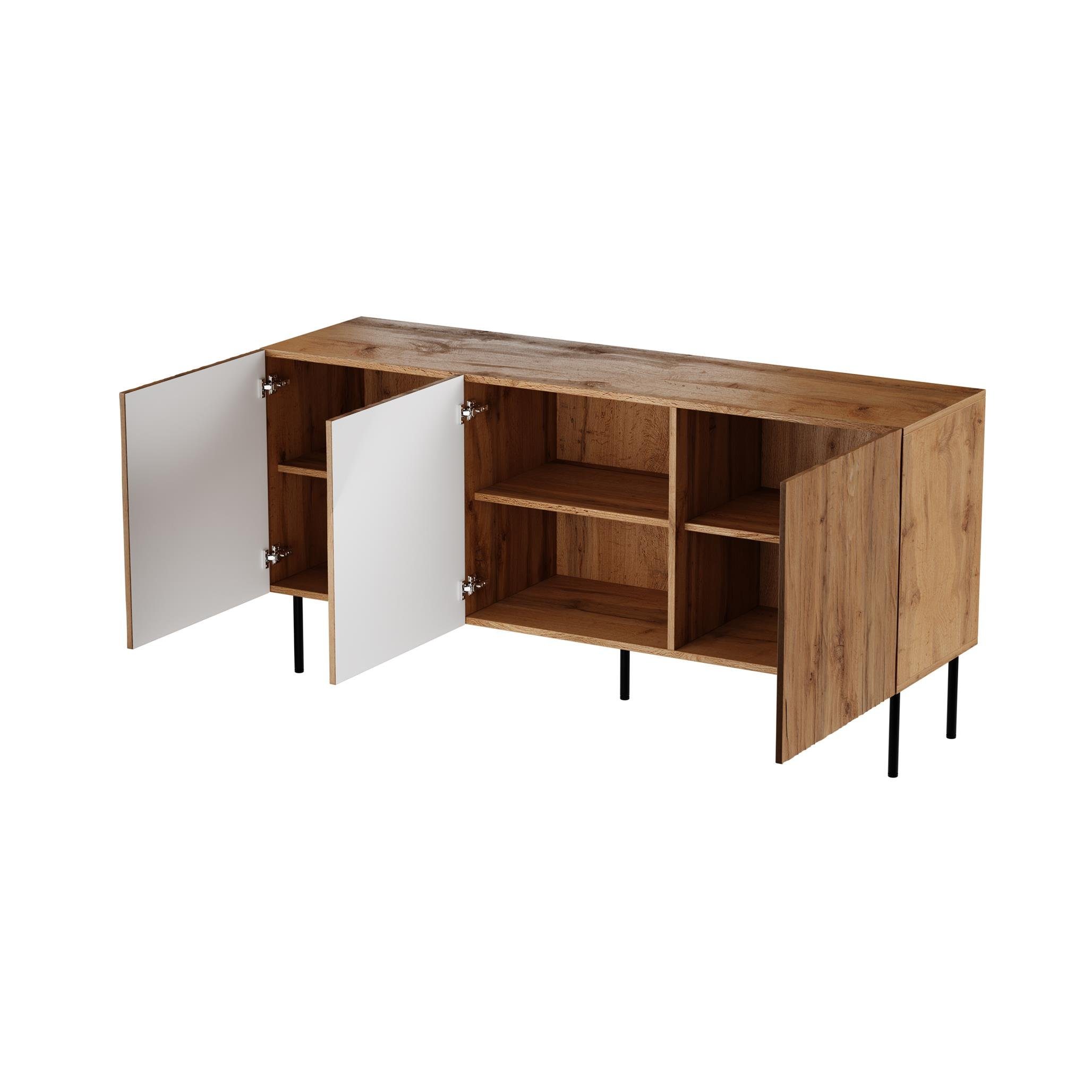 Furnix Kombikommode GLEYA Sideboard multifunktioneller Highboard mit gefrästen Fronten, B152 oder 190 x H74,5 x T42 cm