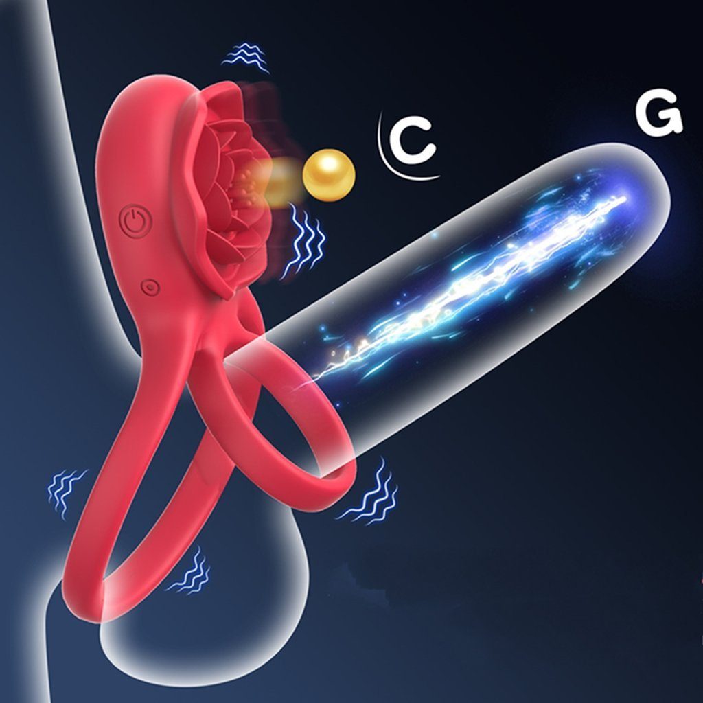 WaKuKa Bandmassagegerät Rose Klitorisstimulator, vibrierender Penisring, Paarspielzeug, (1-tlg)