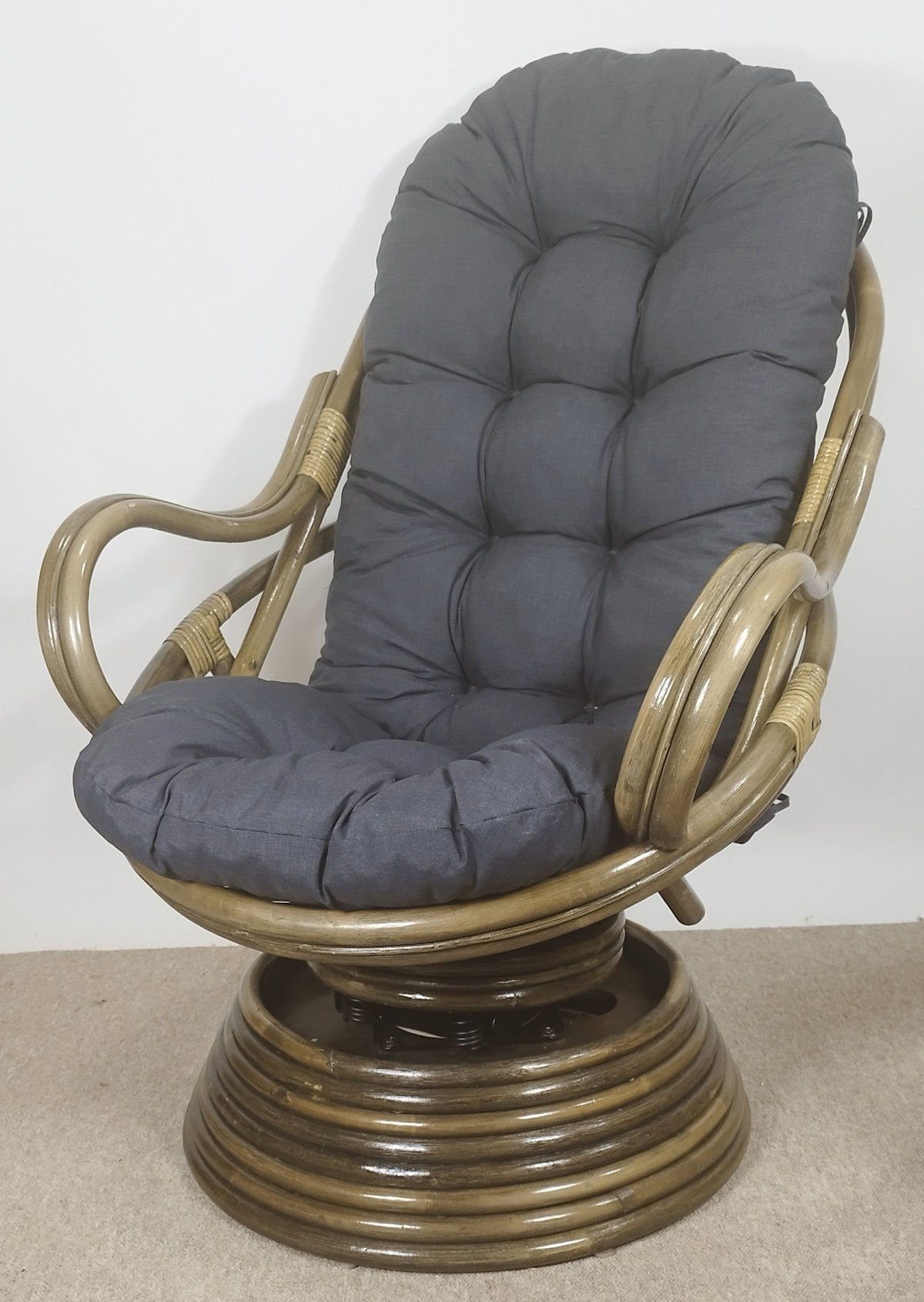 Rattani Rattanstuhl Rattan Drehsessel, Drehwippsessel Linda Fb. darkbrown
