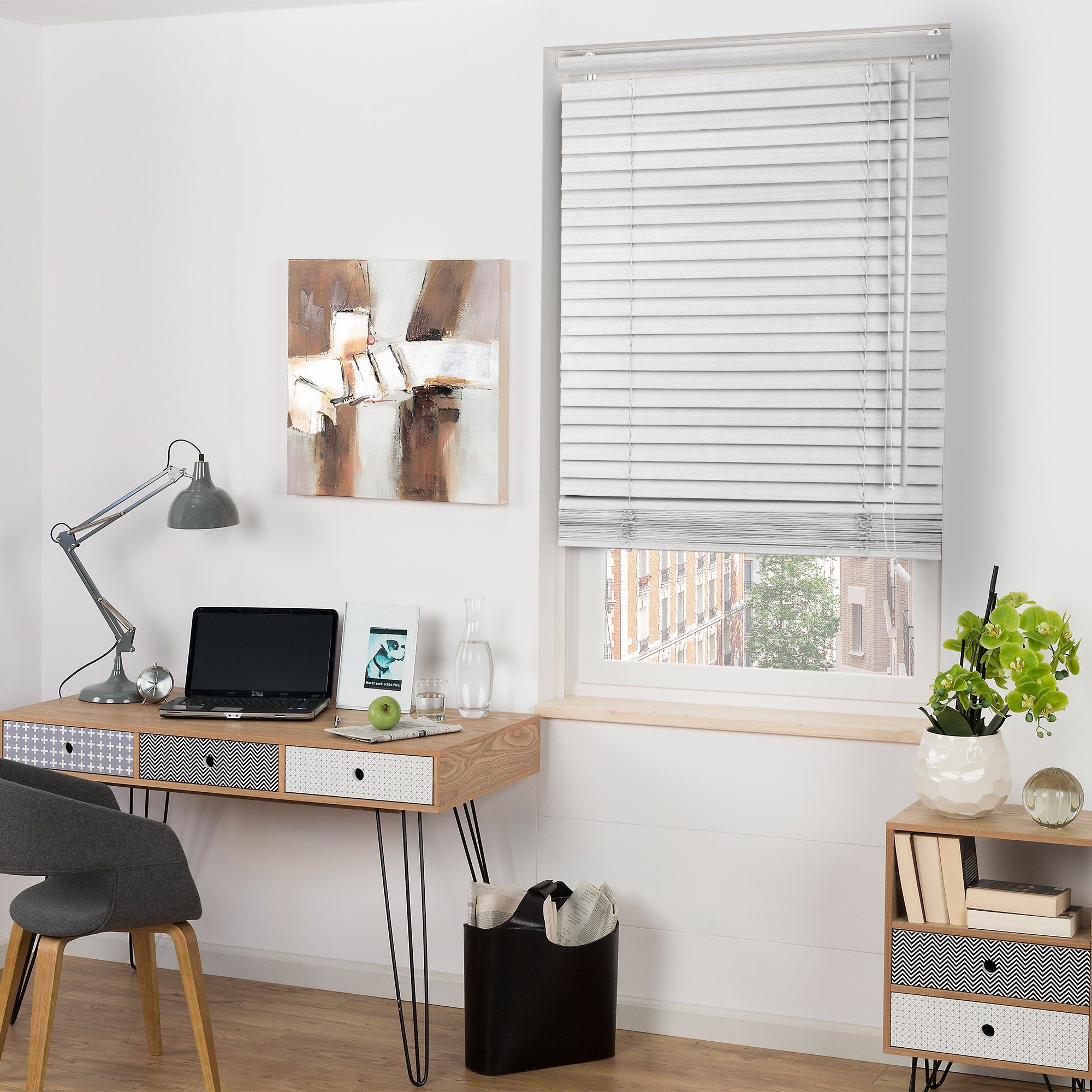 Jalousie SolDecor JH3, Sol Royal, Holzjalousie Weiß