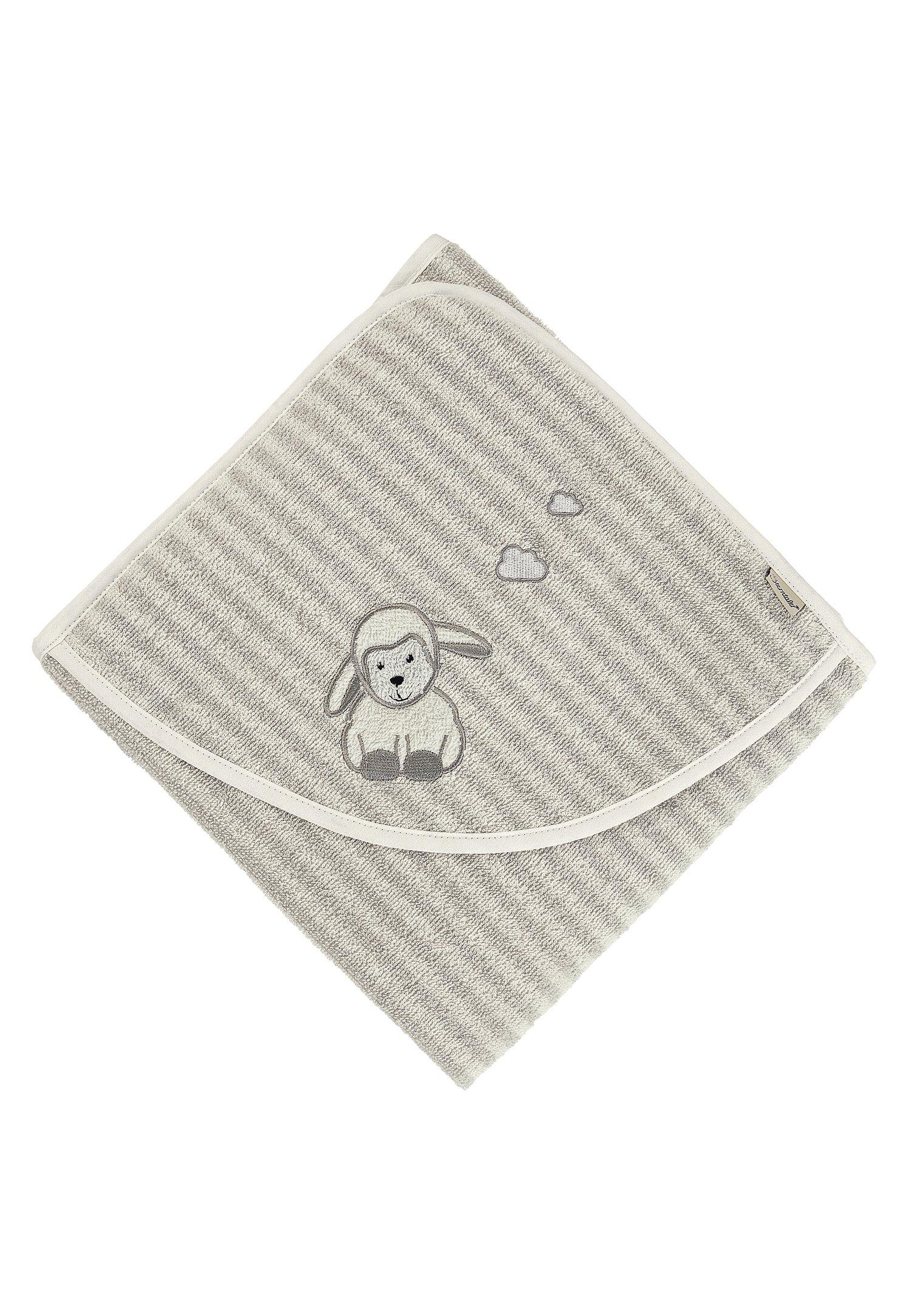 Badetuch100x100 Schaf Stanley in Grau gestreift