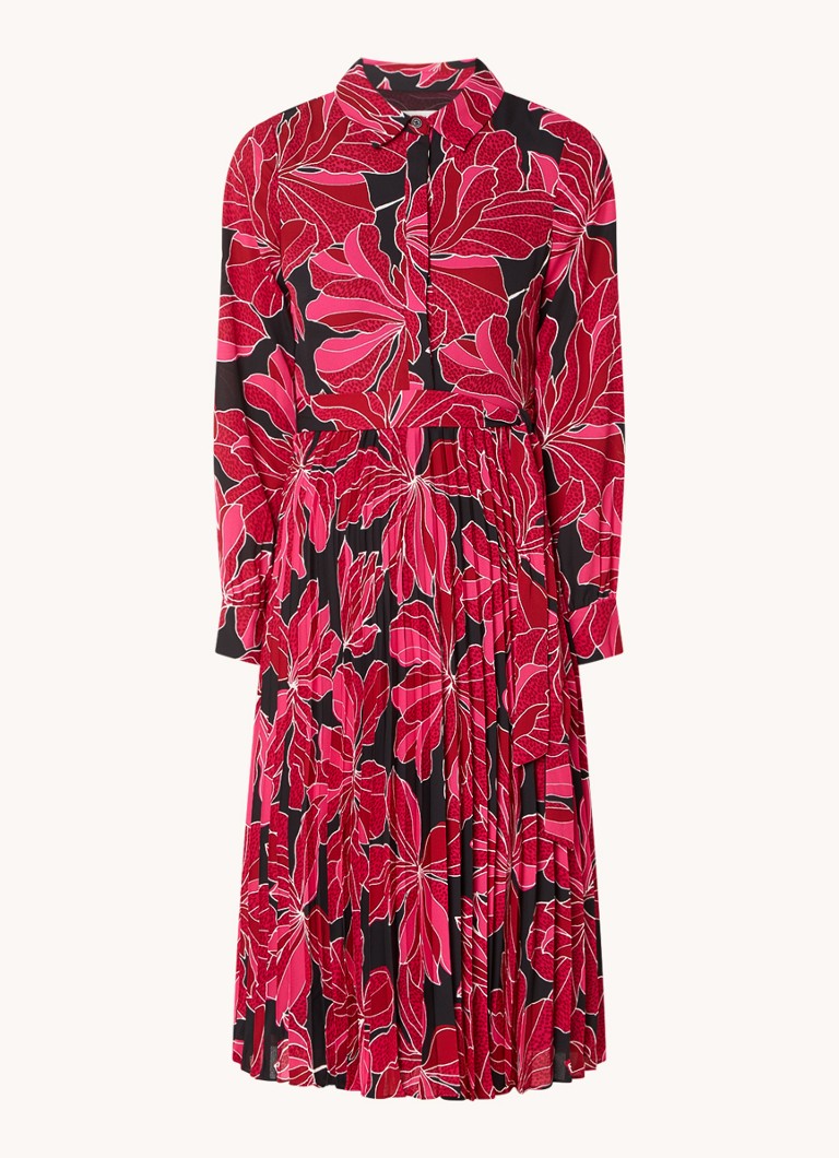 Abito chemisier midi a pieghe con stampa floreale di Hobbs