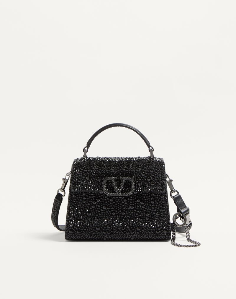 Mini bolsa tiracolo com bordado brilhante