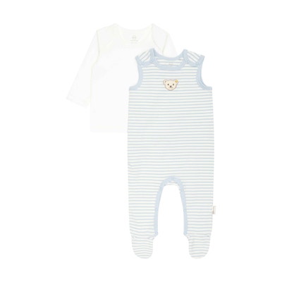 Set Strampler + T-Shirt langarm GOTS, hellblau