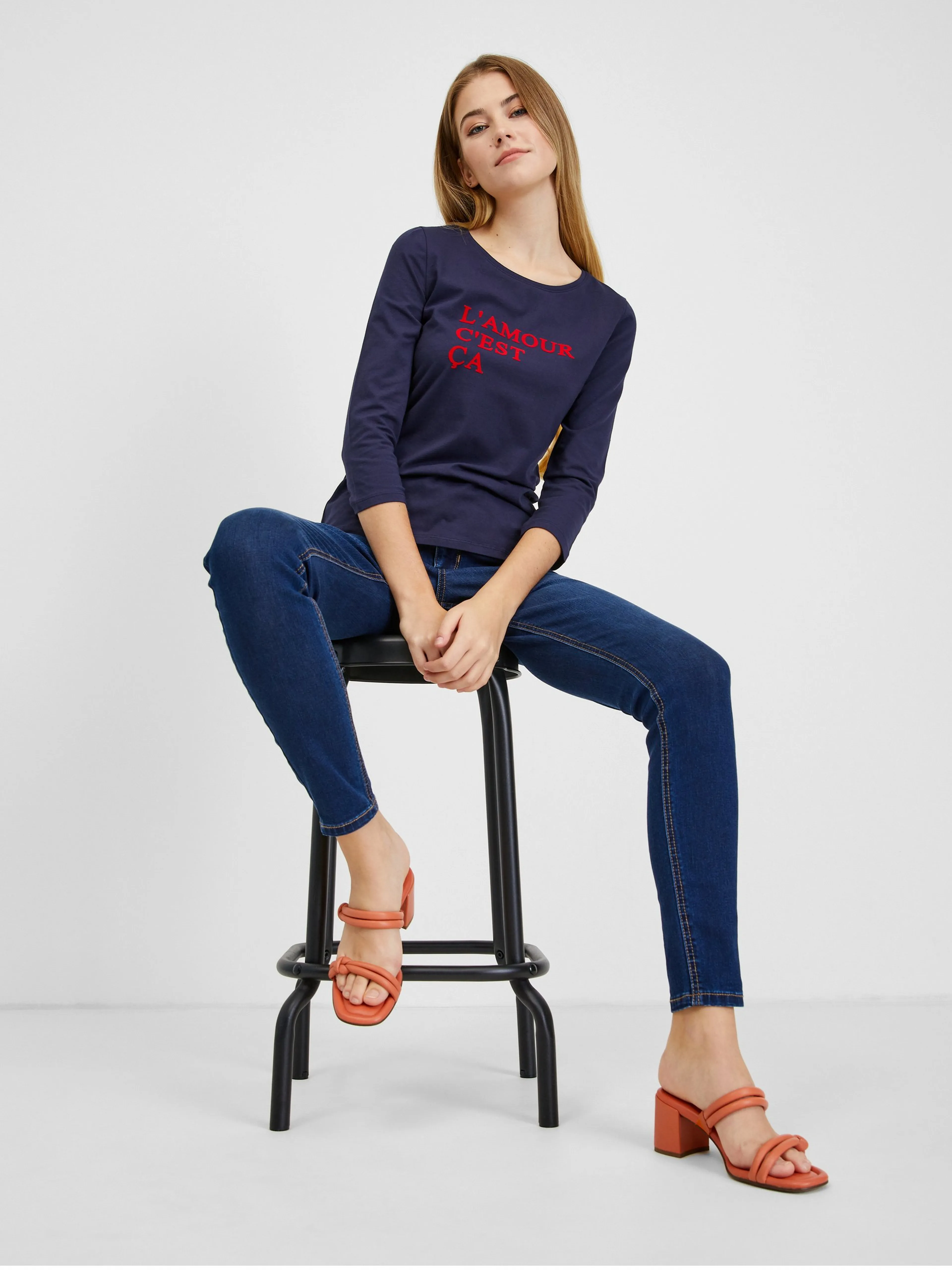 Dunkelblaues Damen-T-Shirt ORSAY