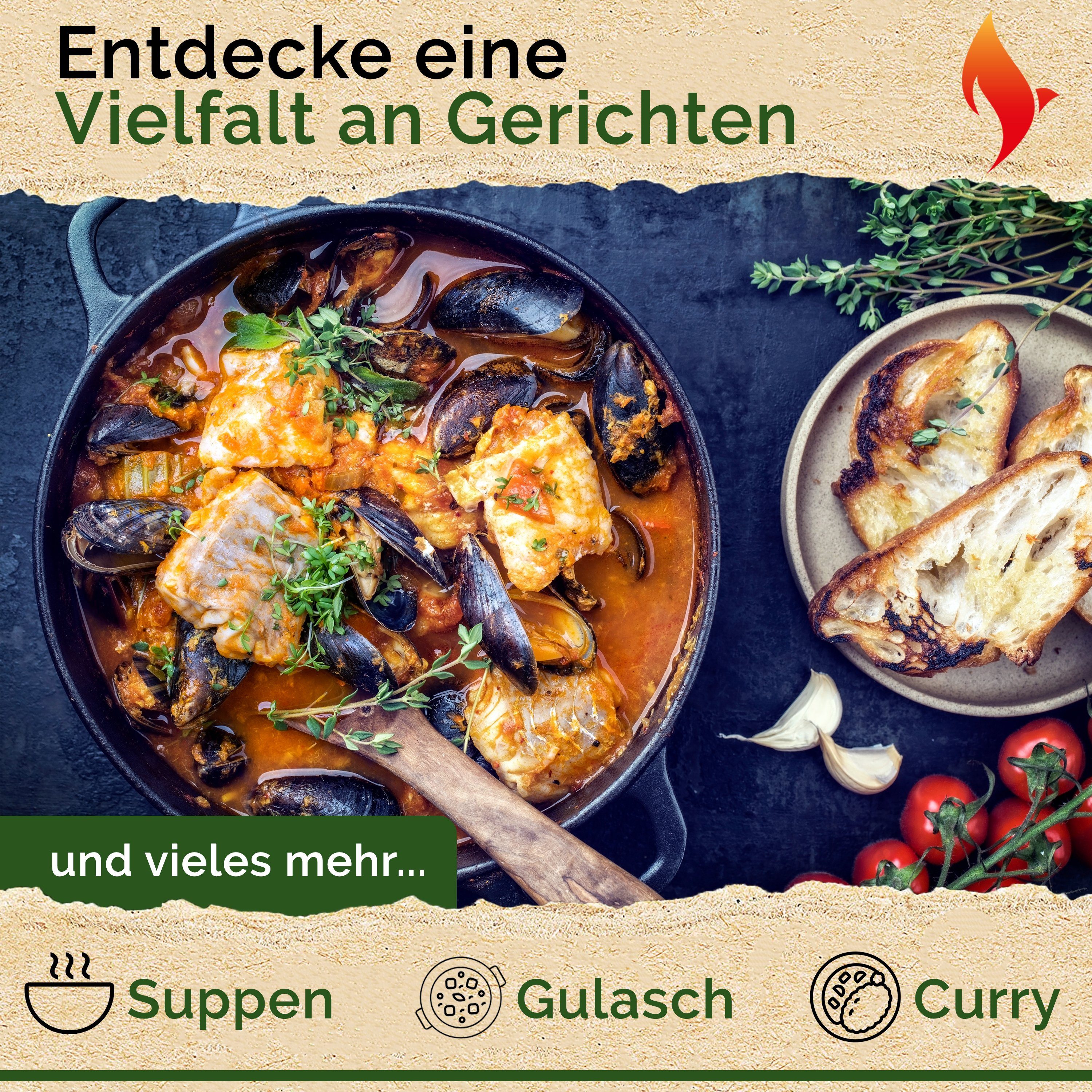 Funkenflug Bräter Funkenflug® Gusseisen Topf - Brotbacktopf inkl. Gärkorb, Gusseisen (Funkenflug Gusseisen Topf, Funkenflug Gusseisen Topf), Gusseisen, Inkl. Gärkörbchen