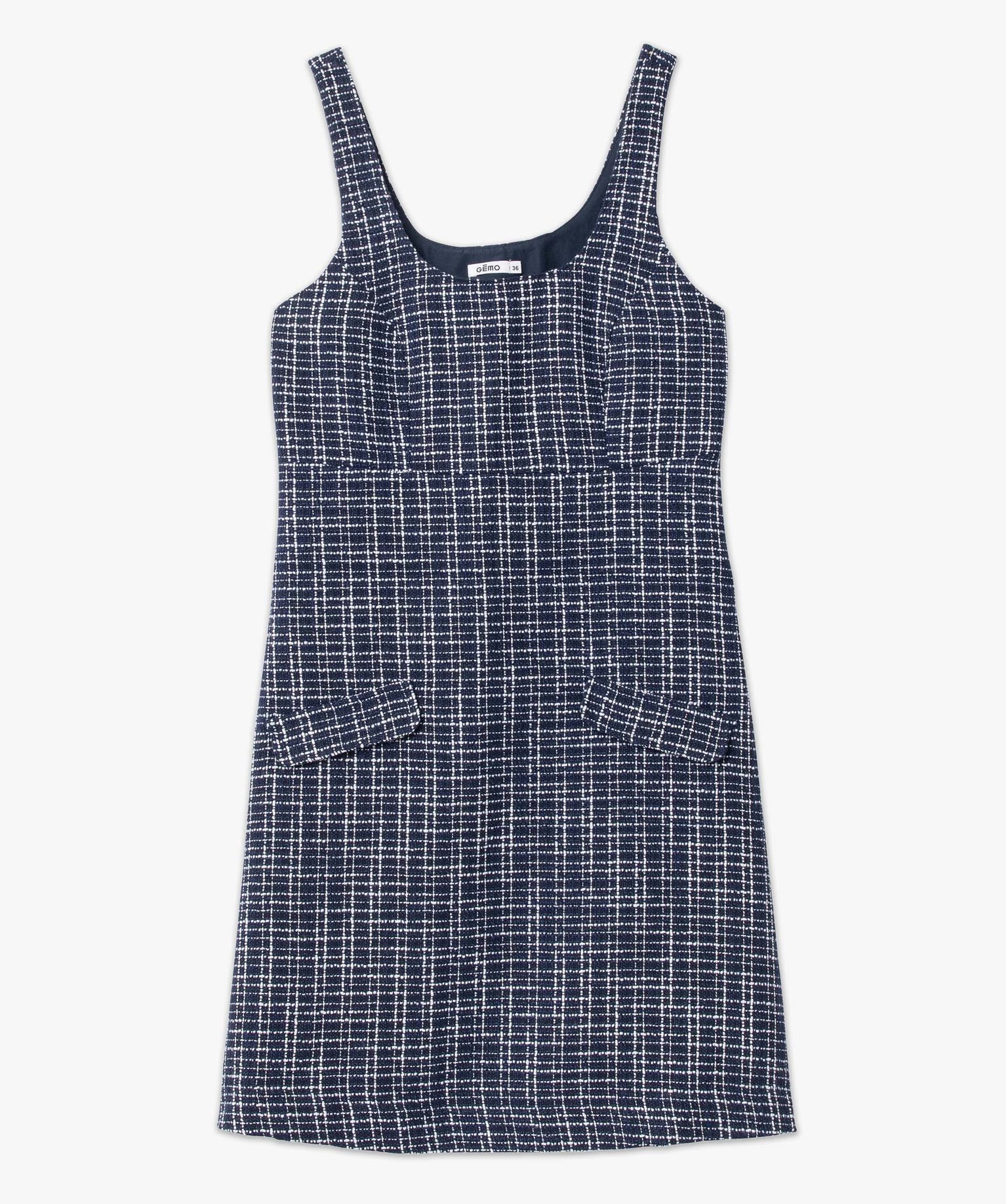 Robe femme à bretelles aspect tweed bleu | GEMO