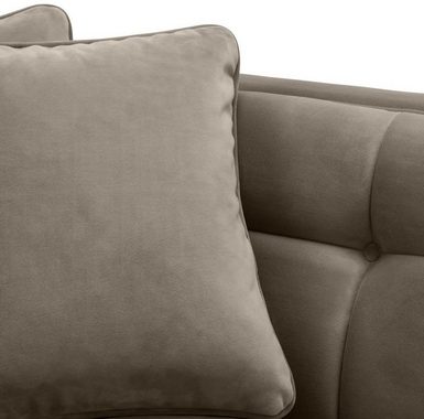 Casa Padrino Loungesofa Luxus Lounge Sofa Greige / Schwarz 223 x 95 x H. 68 cm - Linksseitiges Wohnzimmer Sofa mit edlem Samtsoff und 2 Kissen