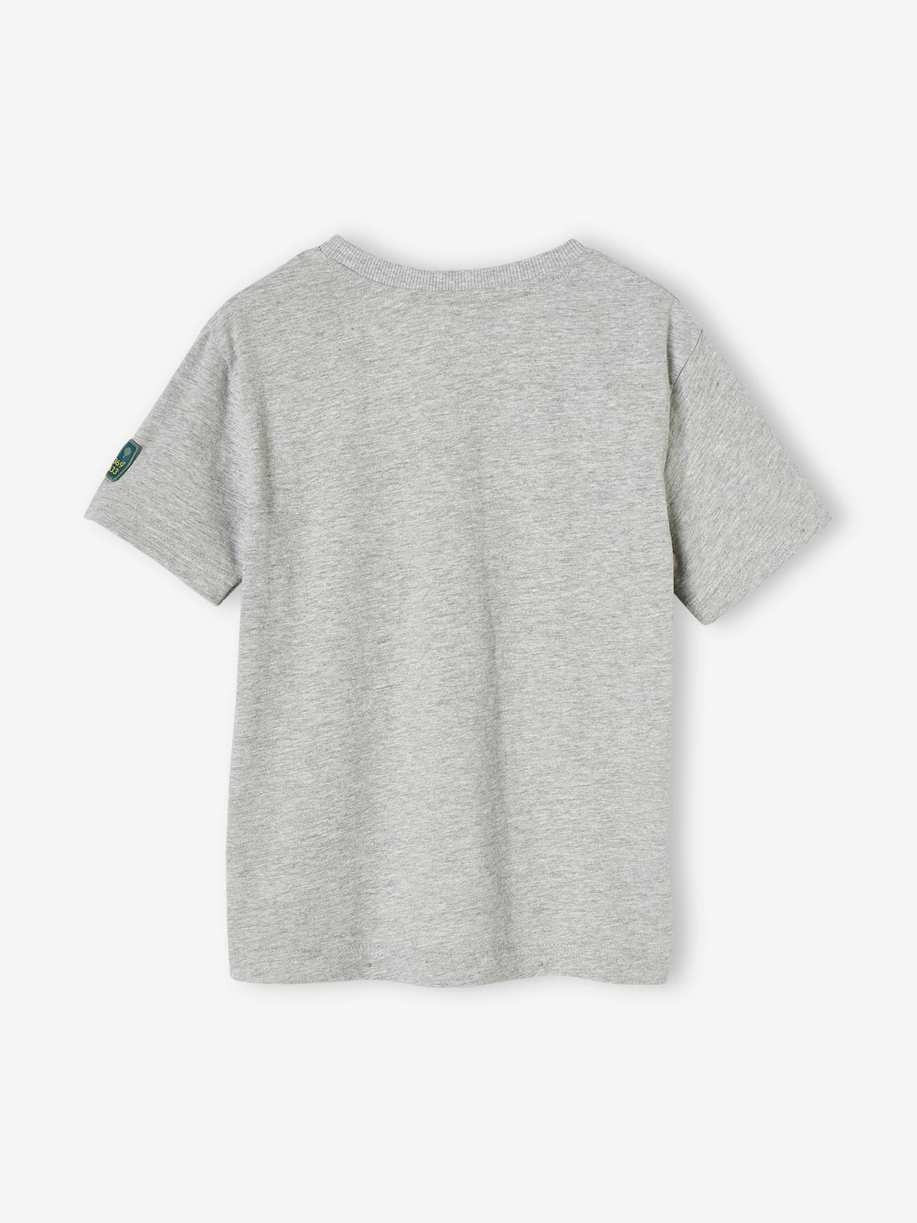 T-shirt motif sac banane effet trompe l'oeil garçon avec poche zippée gris chiné