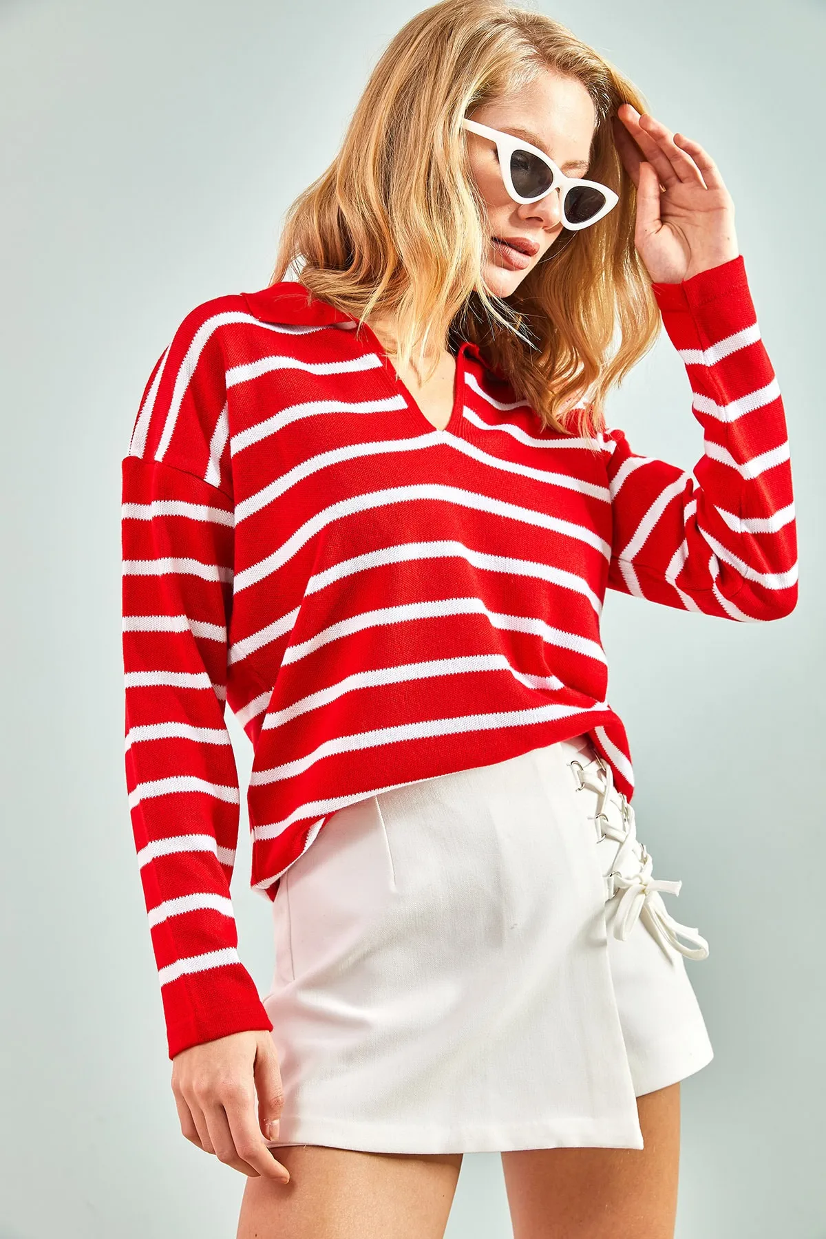Bianco Lucci  Damen-Strickpullover mit Rollkragen und Streifenmuster