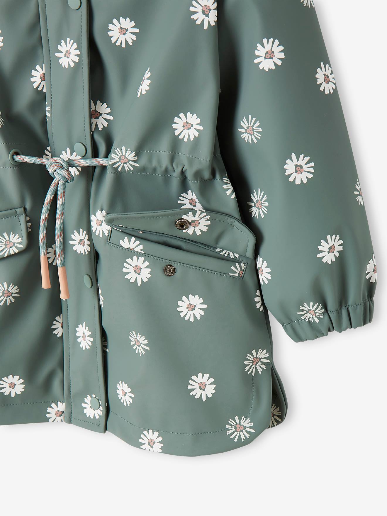 Vertbaudet Mädchen Regenjacke mit Zauber-Trick - aqua gänseblümchen