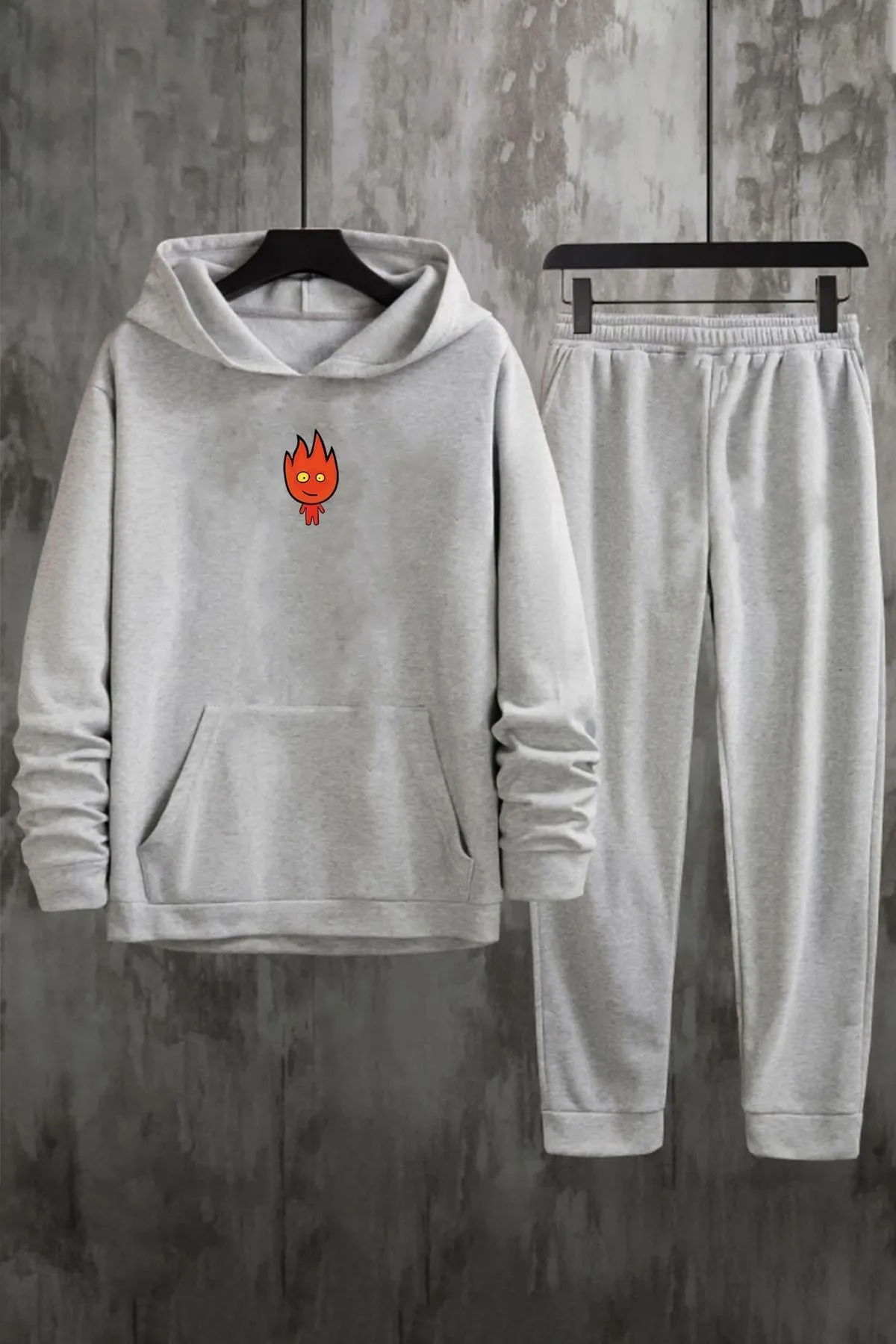 uyguntarz  Unisex-Trainingsanzug-Set mit Feuer-Avatar-Aufdruck