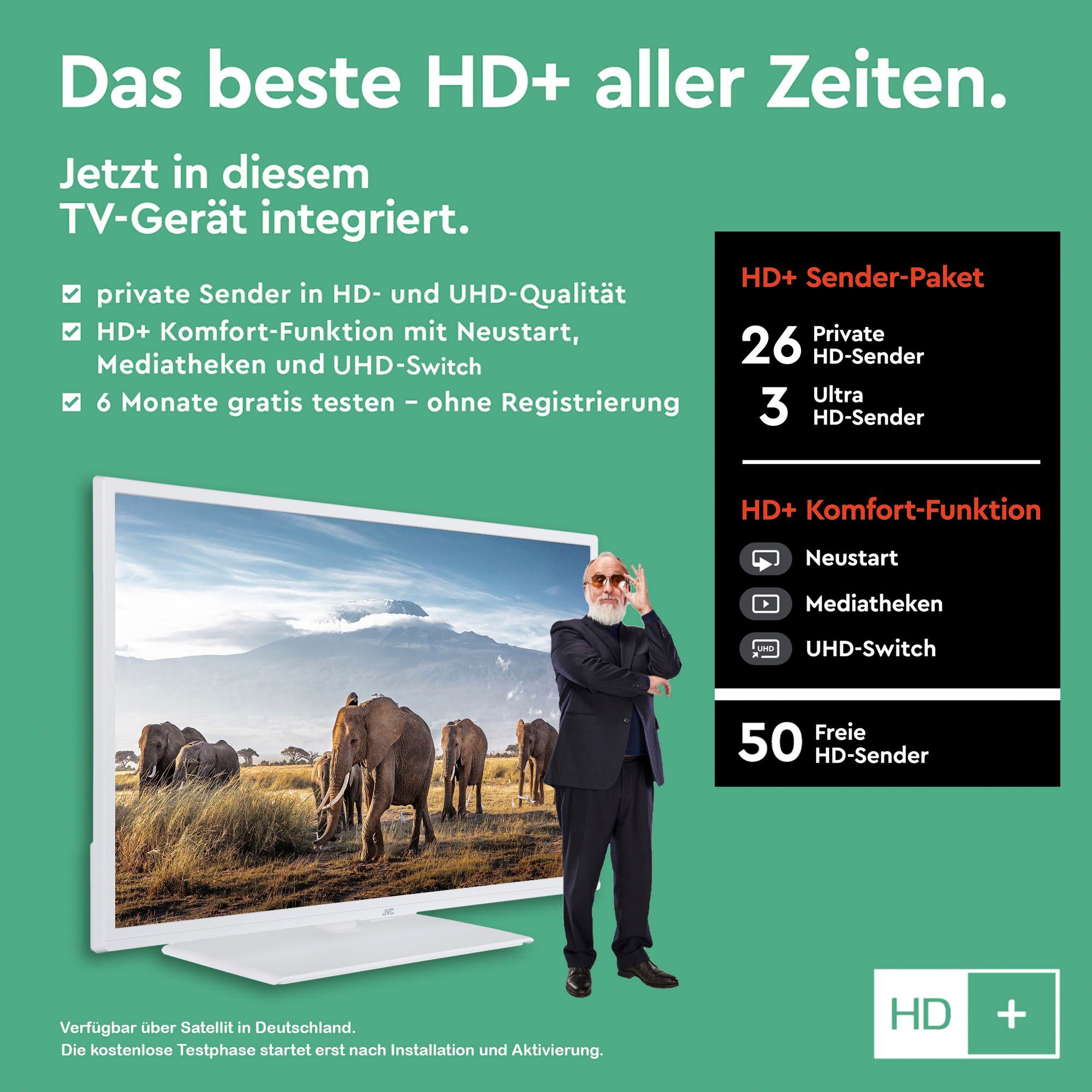 JVC LT-32VH5156W LCD-LED Fernseher (80 cm/32 Zoll, HD ready, Smart-TV)