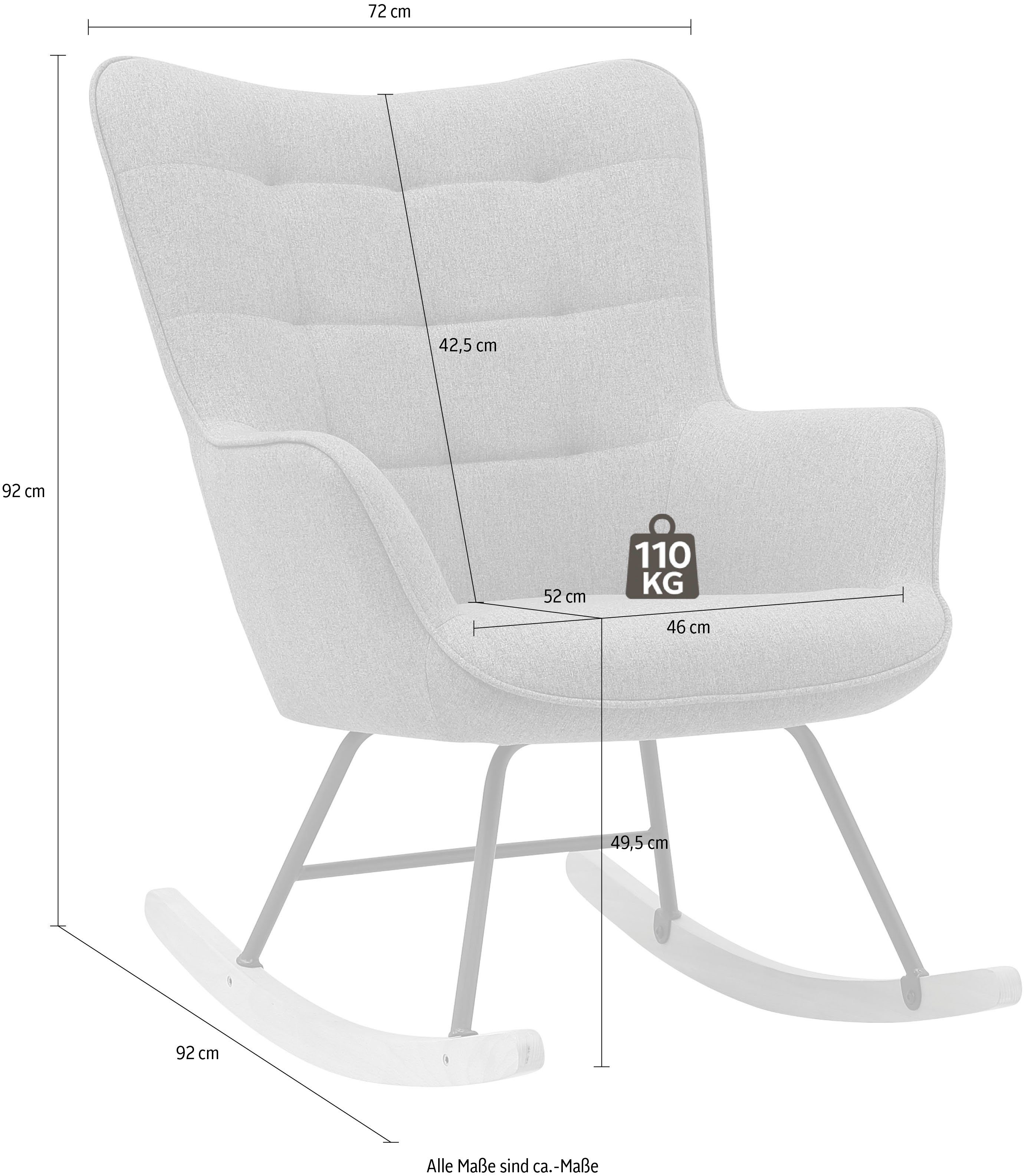 byLIVING Schaukelstuhl Richie (1 St), moderne Metallbeine mit Holzkufe, in Webstoff oder Cord erhältlich