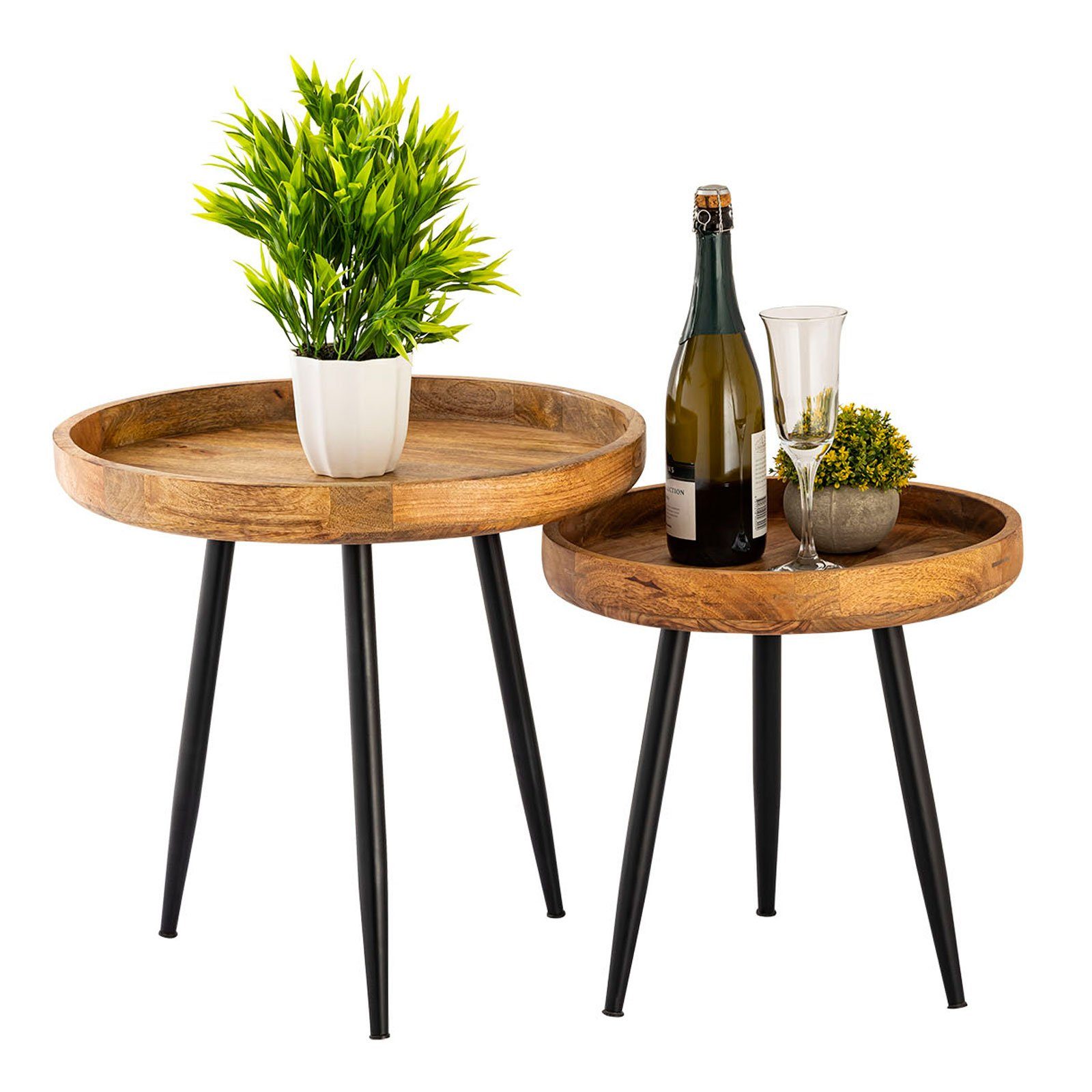 Minara Couchtisch Beistelltisch Holz rund Couchtisch Wohnzimmer
