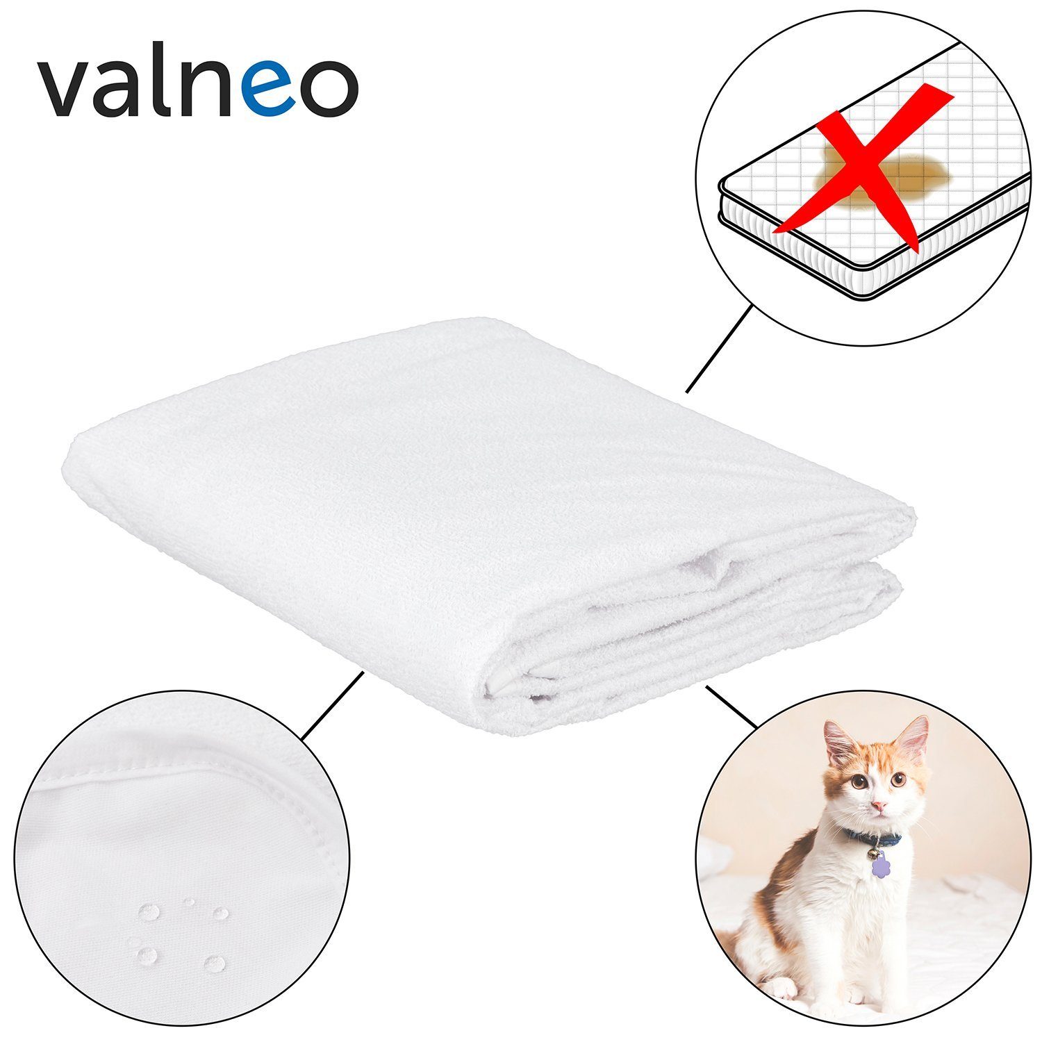 Matratzenschoner Matratzenauflage 90x200 cm - wasserdichter Schutz für Matratze VALNEO, Waterproof Mattress Protector 90x200 cm