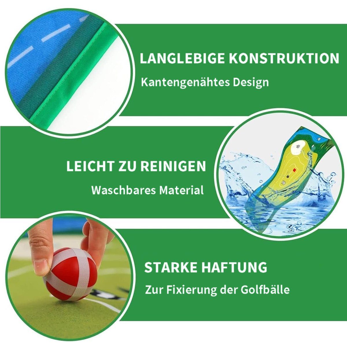 götäzer Golf-Abschlagmatte Lässiges Golfspielmatten-Set (Golfzubehör für Erwachsene und Kinder) (1-St), Grün, Klettverschluss, Spieltrainingshilfe – Herren (150 cm x 80 cm)