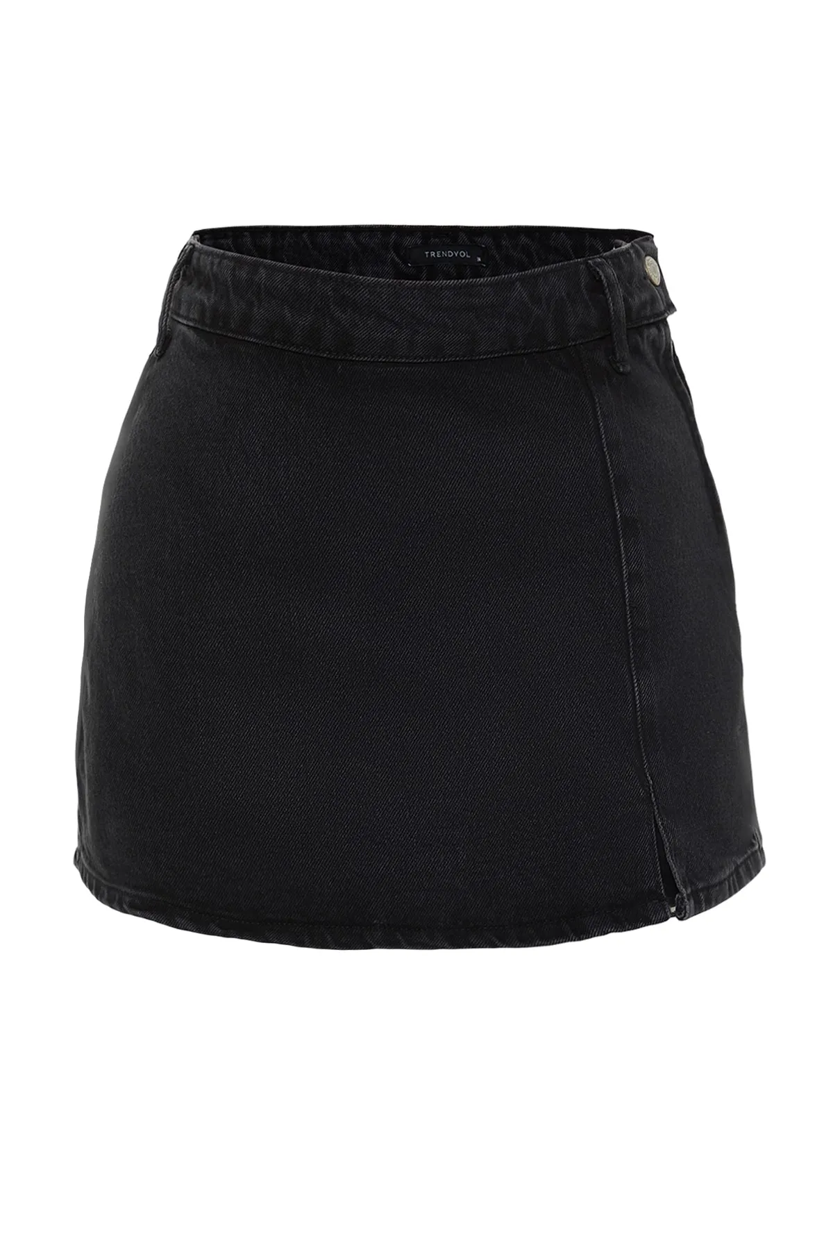 Trendyol Collection  Schwarzer Jeans-Shortsrock mit Schlitz TWOSS23SR00091