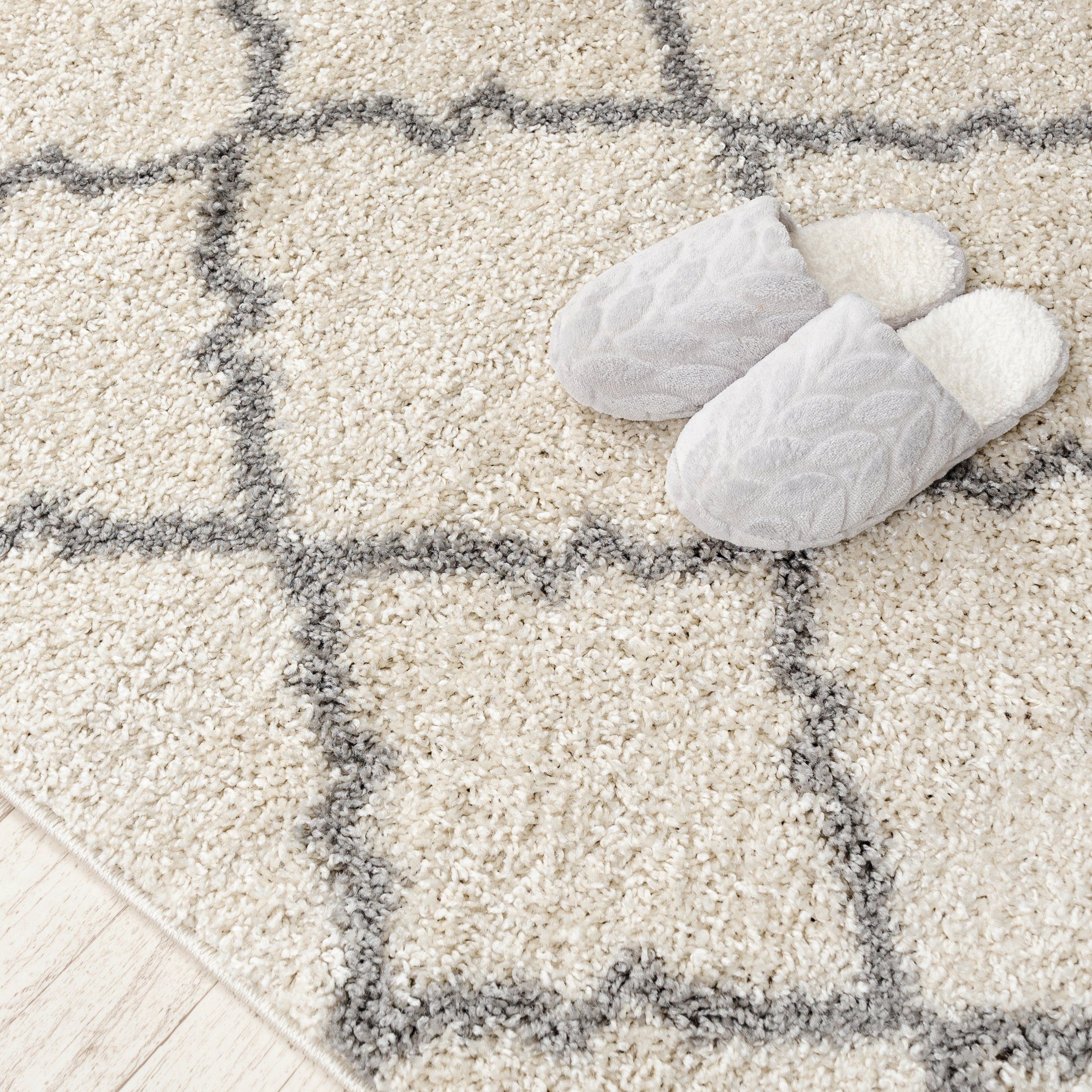 Hochflor-Teppich Hochflor Shaggy Teppich für Wohnzimmer - Höhe 30 mm Creme, Mazovia, 60 x 100 cm, Pflegeleicht, Marokkanisches, Langflor, Rechteckig, Weich