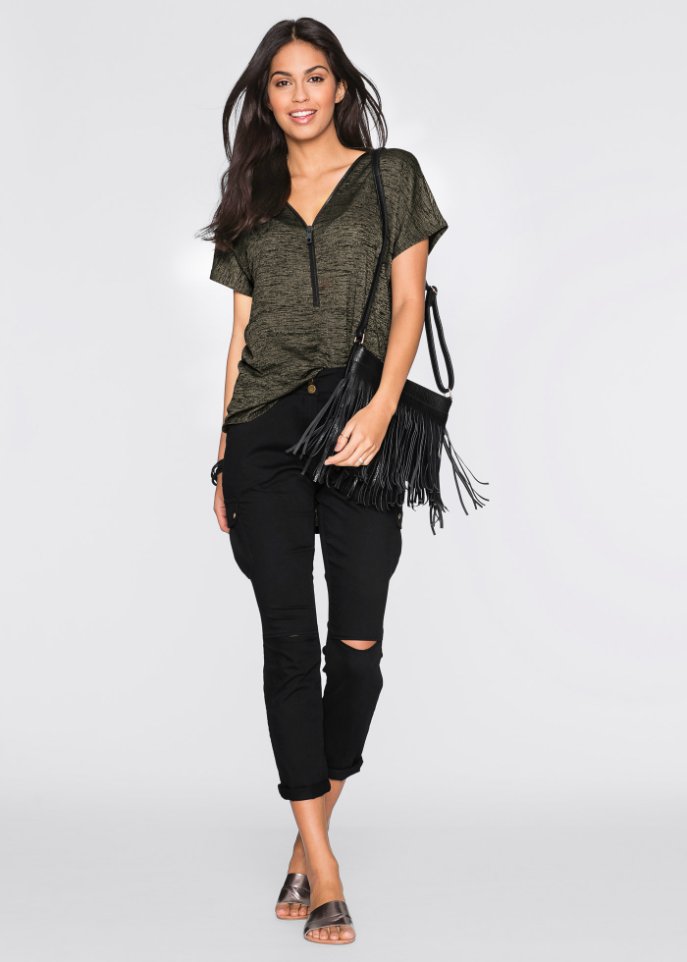 Oversize-Shirt mit Reißverschluss
