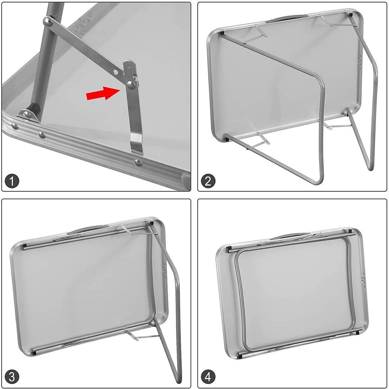 Woltu Campingtisch (1-St), mit Griff, zusammenklappbar aus Alu und MDF
