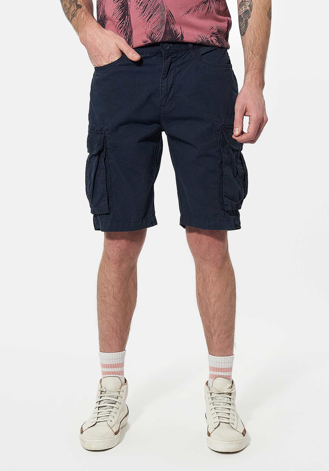 NIMES  Bermuda cargo bleu Homme en 100% coton