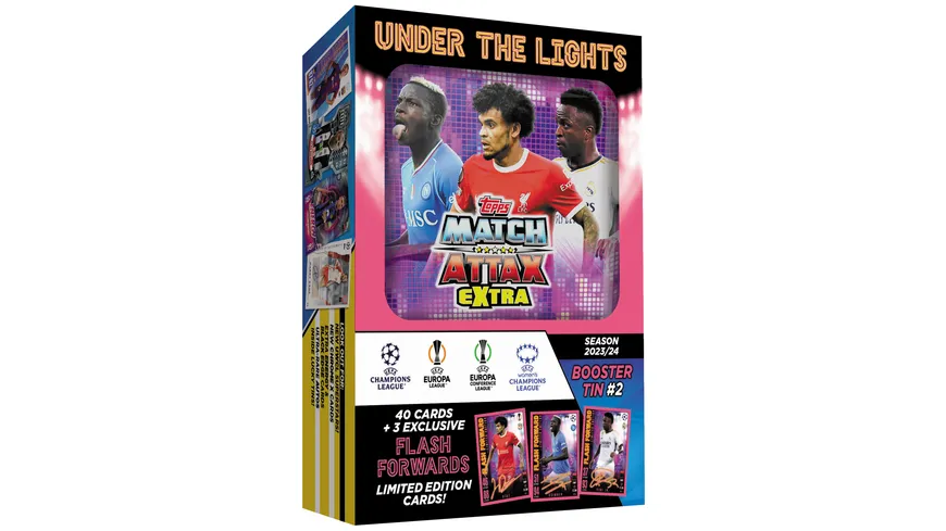 Topps - UEFA Champions League Match Attax Extra 2023/2024 Under The Lights BOOSTER TIN, 1 Stück, sortiert