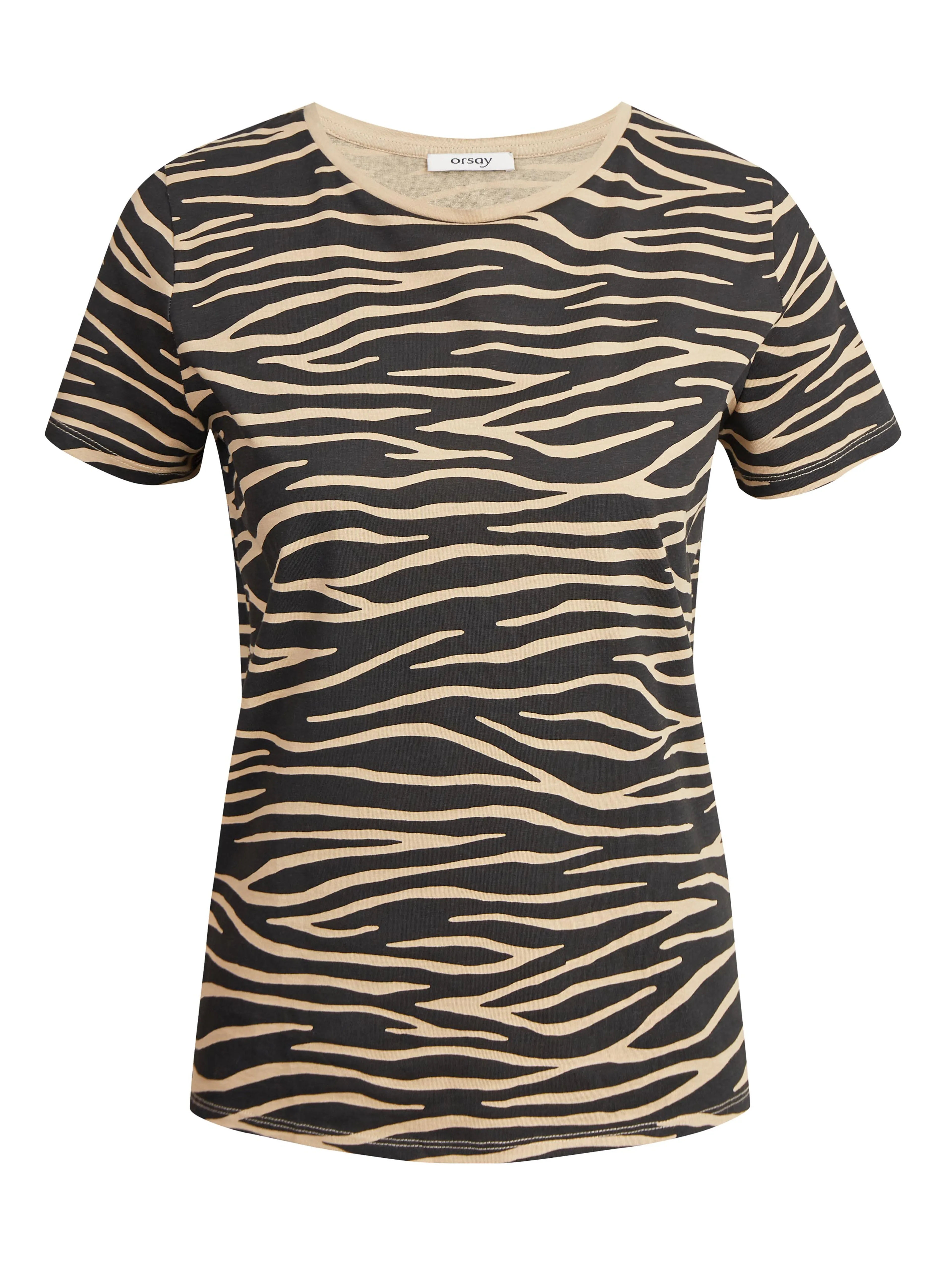 Beige-schwarzes T-Shirt mit Tiermuster ORSAY
