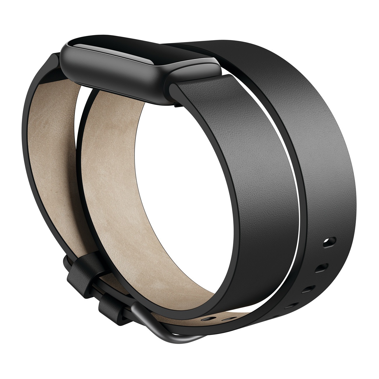 Luxe Horween Leather Double Wrap Black. Armband