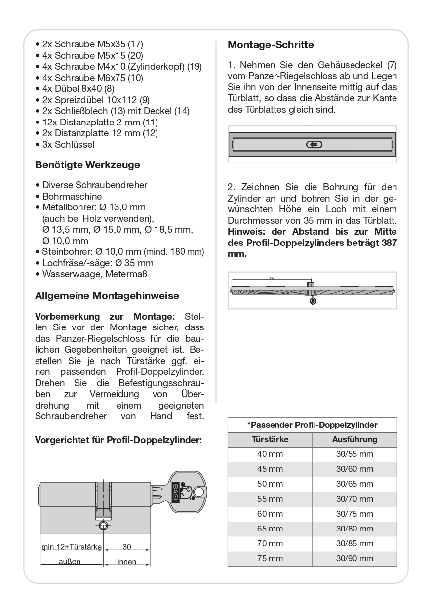 Basi BASI Panzer-Riegelschloss PR 900 Weiß