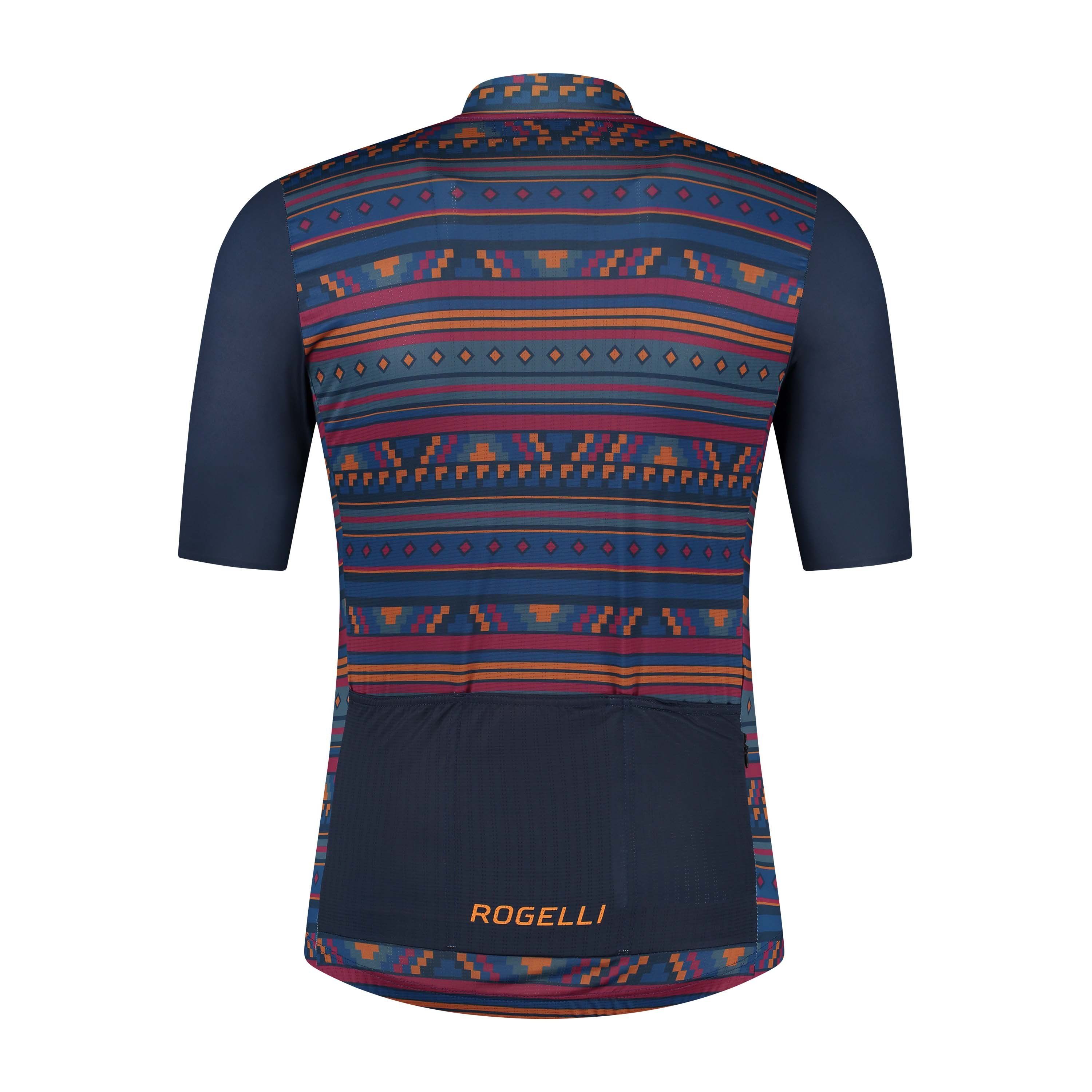 Rogelli Aztec Blau/Orange Herren Radtrikot Kurzarm