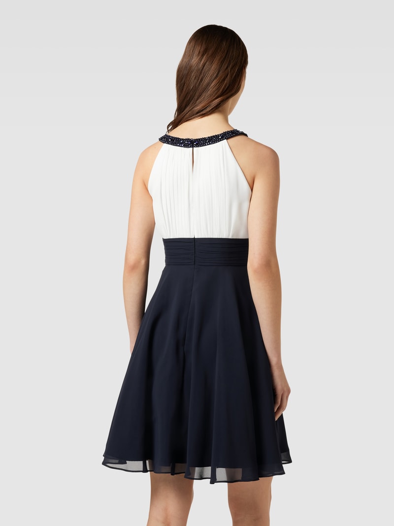 Cocktailkleid mit Ziersteinbesatz in marineblau meliert