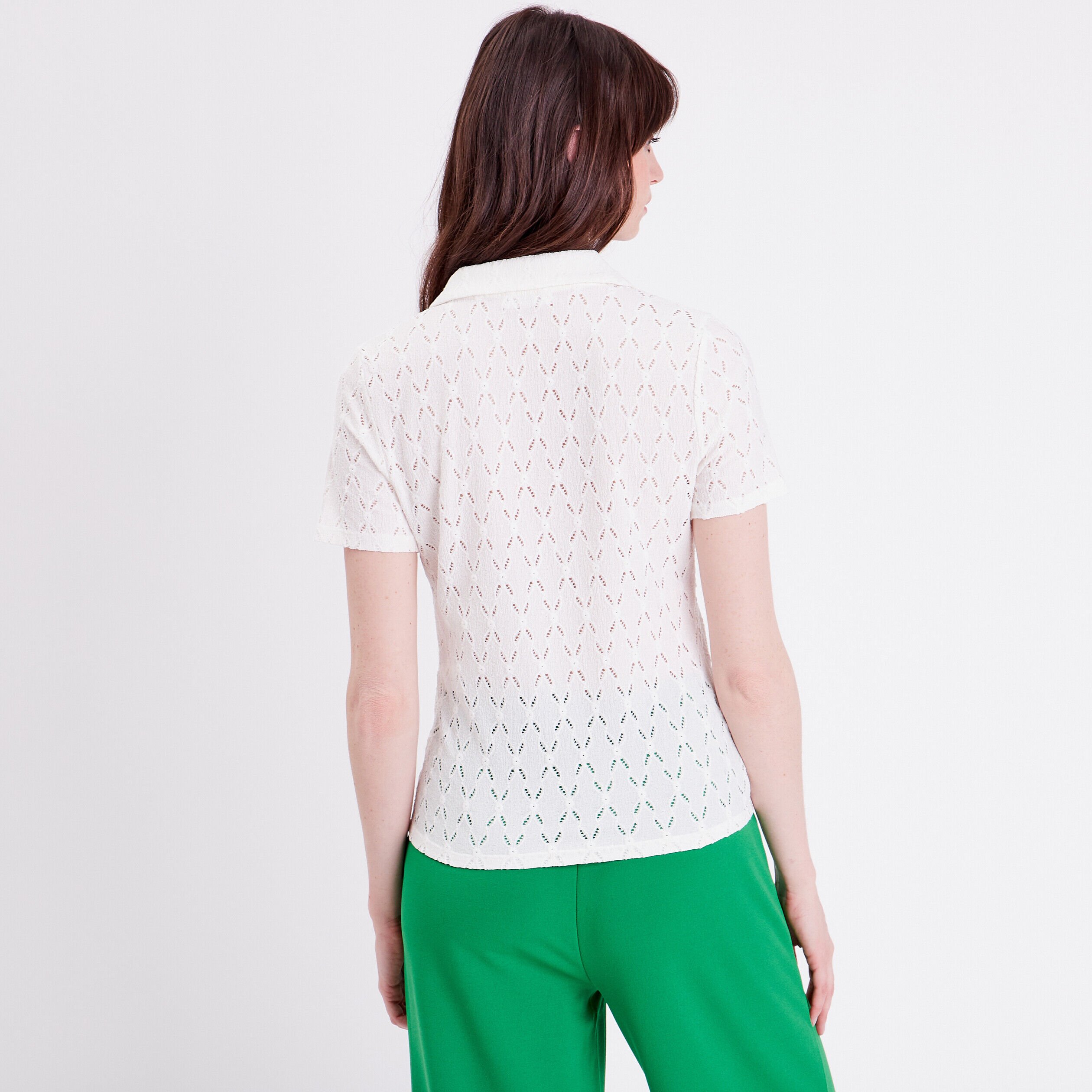 Polo manches courtes ecru femme | Cache Cache