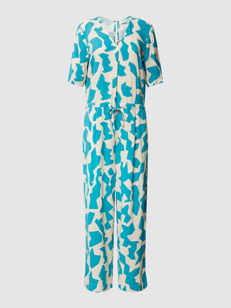 Jumpsuit aus Viskose mit Tunnelzug in petrol