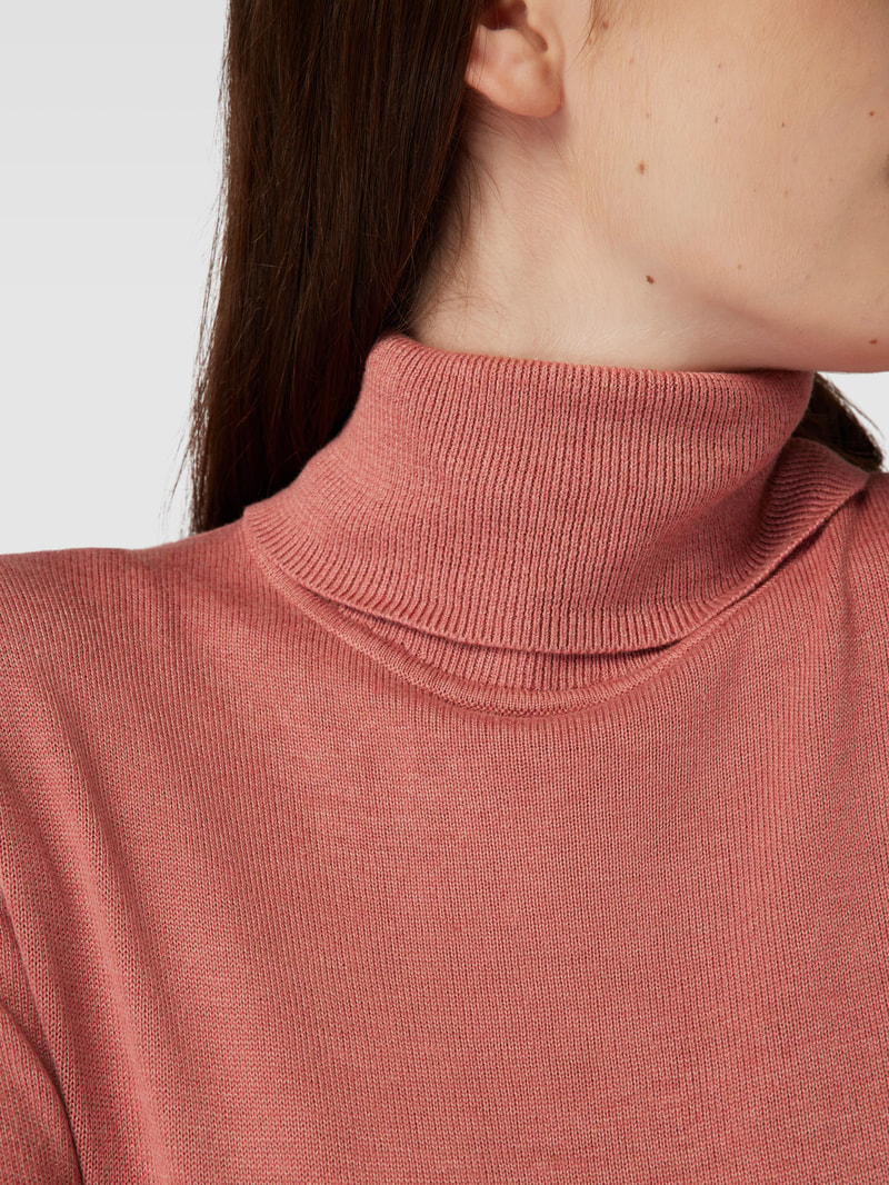 Strickpullover mit Rollkragen in rosé meliert