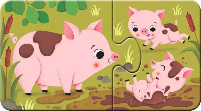 Kinderpuzzle ab 2 Jahren - Tiere und ihre Kinder - 2 Teile