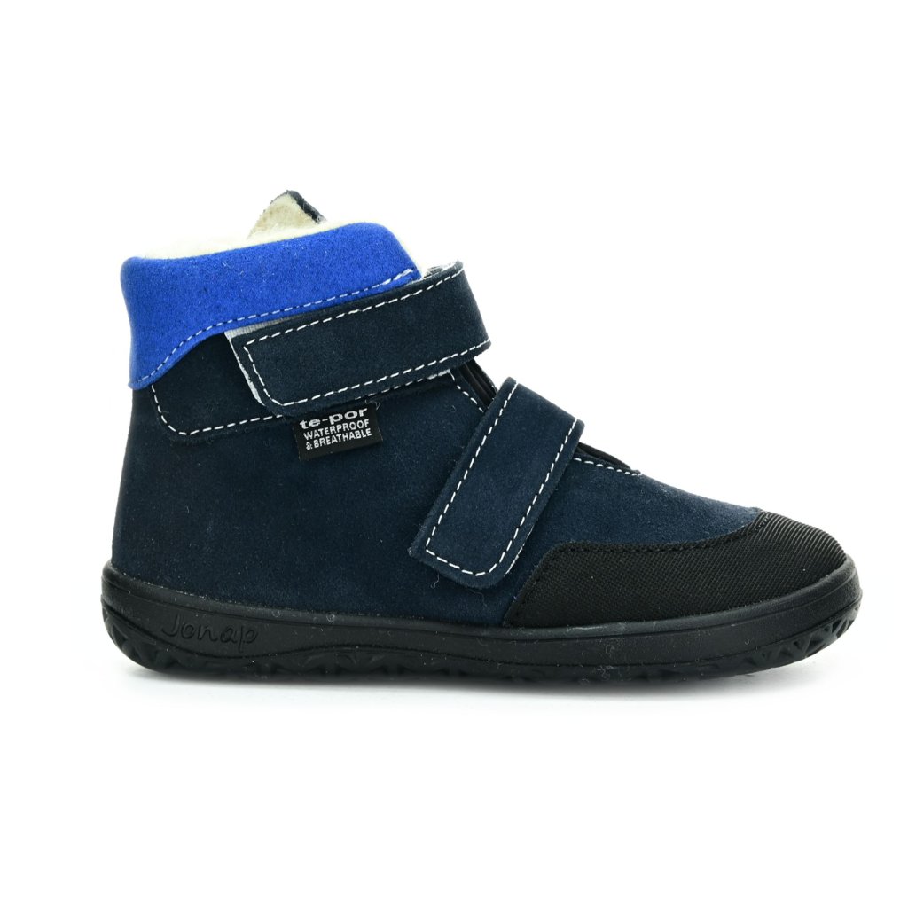 Jonap Jerry Winter mit Wolle gefütterte blaue Winterbarfußschuhe