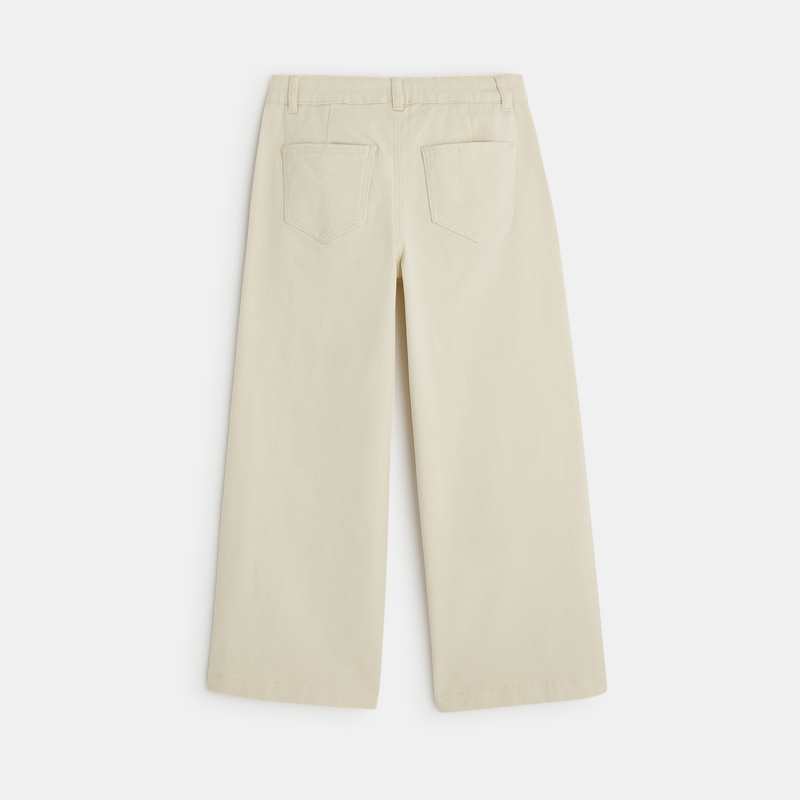 Pantalon large toile stretch blanc fille