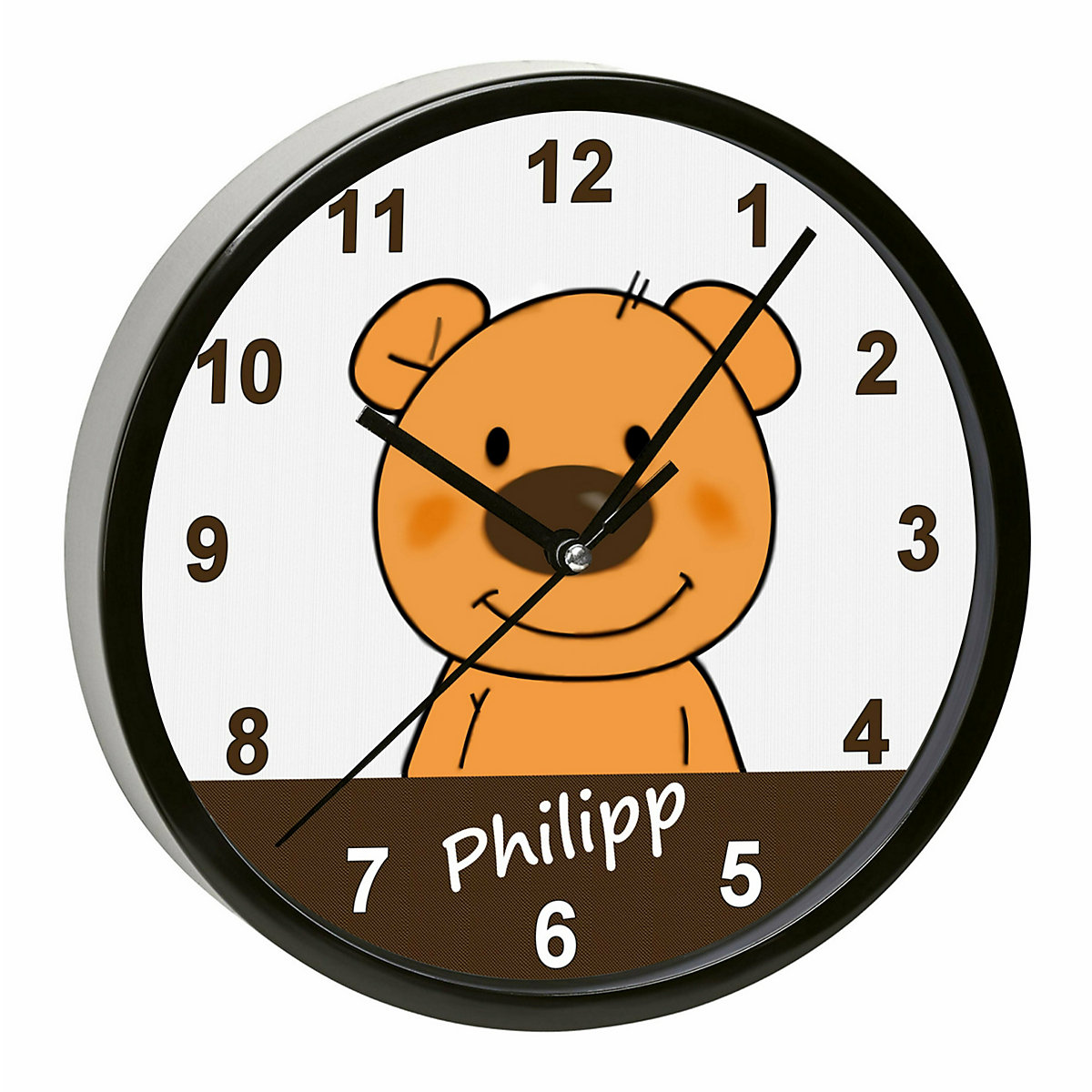 Kinder Wanduhr personalisiert mit Name Teddy Bär